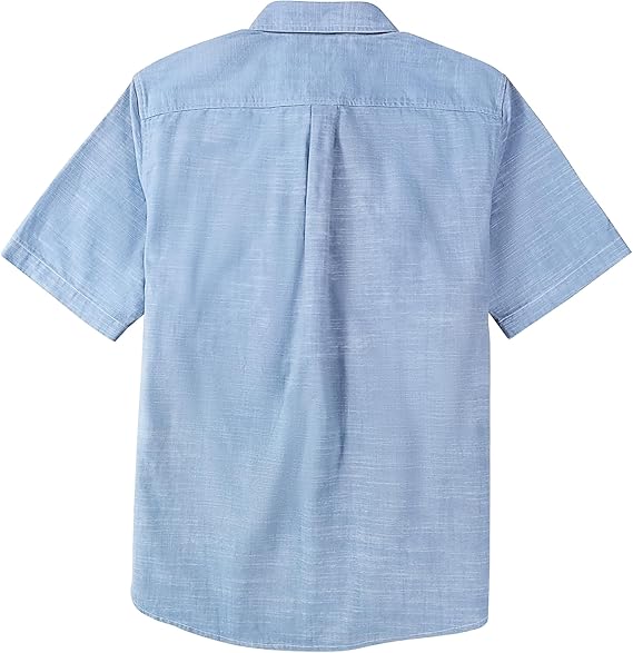 Dubinik® Mens Short Sleeve Button Down Casual Cotton Regular Fit Lightweight Pocket Chambray Mens Button Down Short Sleeve#0057003