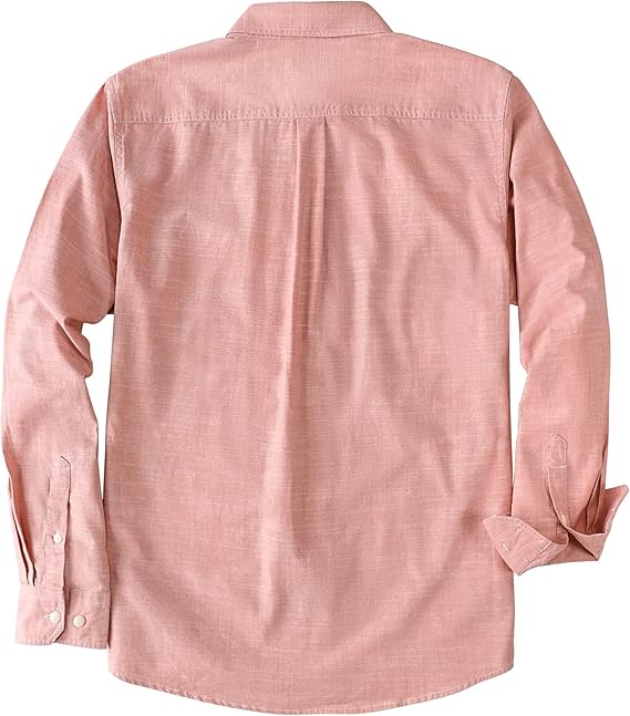 Dubinik® Wear Pink for Breast Cancer Awareness! Chambray Long Sleeve Denim Workshirt with Pockets#58002