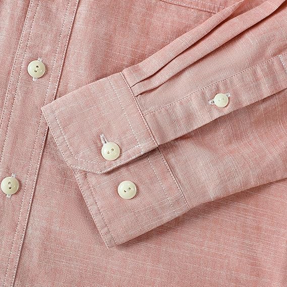 Dubinik® Wear Pink for Breast Cancer Awareness! Chambray Long Sleeve Denim Workshirt with Pockets#58002