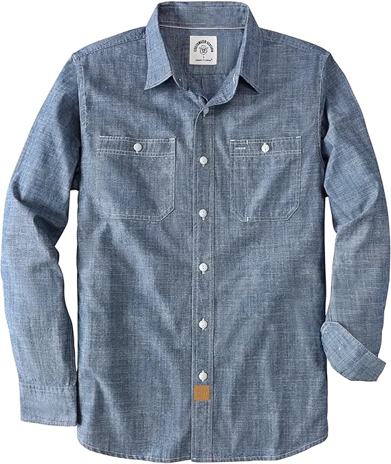 Dubinik® Chambray Long Sleeve Denim Workshirt with Pockets#58004