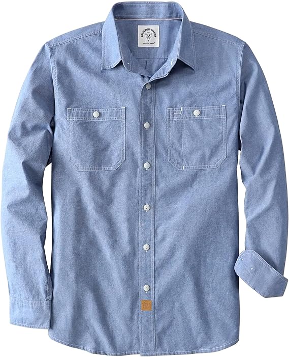 Dubinik® Chambray Long Sleeve Denim Workshirt with Pockets#58009