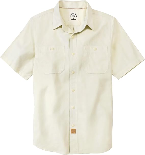Dubinik® Mens Short Sleeve Button Down Casual Cotton Regular Fit Lightweight Pocket Chambray Mens Button Down Short Sleeve#0057007