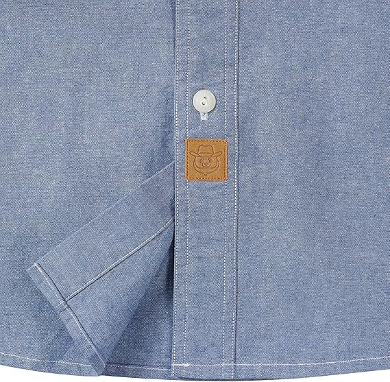 Dubinik® Mens Short Sleeve Button Down Casual Cotton Regular Fit Lightweight Pocket Chambray Mens Button Down Short Sleeve#0057009