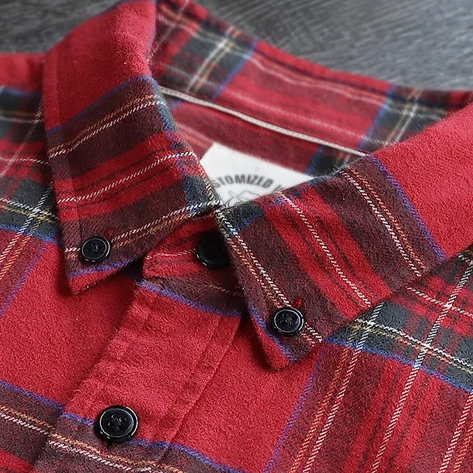 Dubinik® Mens Flannel Shirts Long Sleeve Button Down Casual Work Plaid Shirt Men All Cotton Soft with Pocket Regular Fit#0341