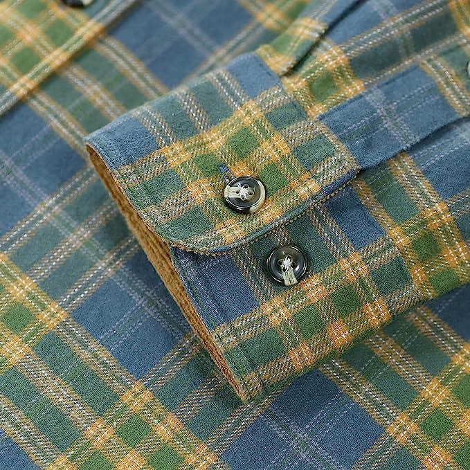 Dubinik® Mens Long Sleeve Flannel Casual Button Down Shirt #10113