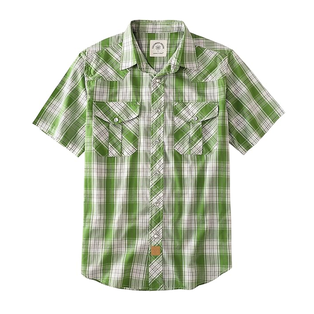 Dubinik® Western Shirts for Men Short Sleeve Plaid Pearl Snap Shirts for Men Button Up Shirt Cowboy Casual Work Shirt#41022