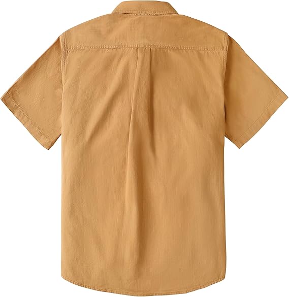 Dubinik® Mens Short Sleeve Button Down Casual Cotton Regular Fit Lightweight Pocket Chambray Mens Button Down Short Sleeve#0057001