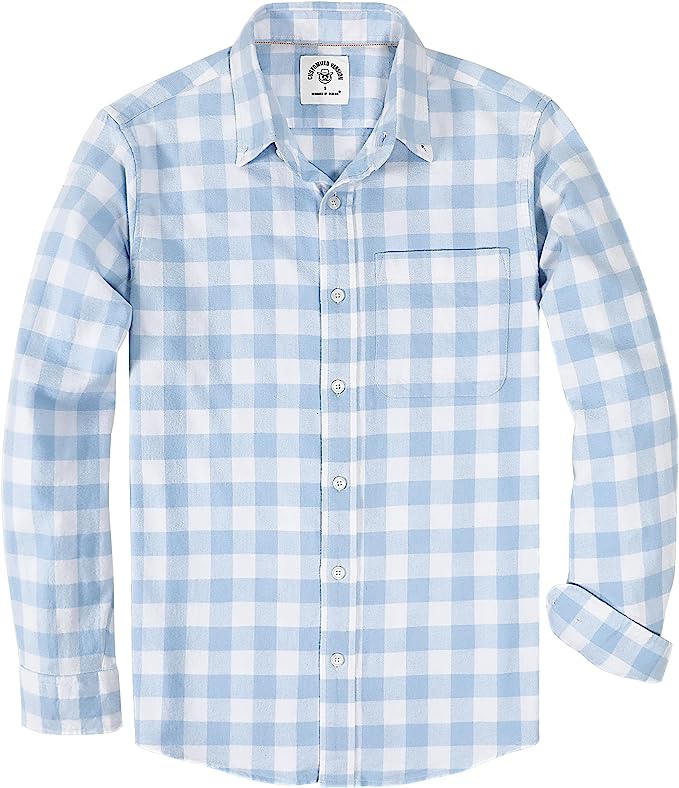 Dubinik® Flannel Shirt for Men Casual Button Down Work Soft All Cotton Lightweight Flannel Mens Plaid Shirts Long Sleeve#33201