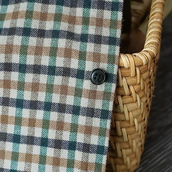 Dubinik® Flannel Shirt for Men Casual Button Down Work Soft All Cotton Lightweight Flannel Mens Plaid Shirts Long Sleeve#33202