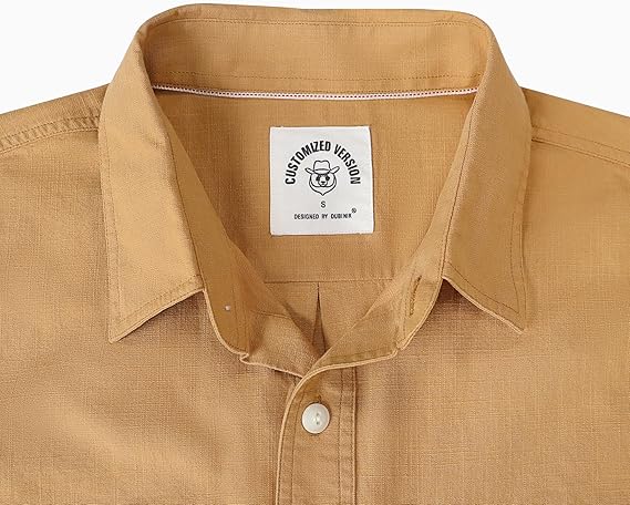Dubinik® Mens Short Sleeve Button Down Casual Cotton Regular Fit Lightweight Pocket Chambray Mens Button Down Short Sleeve#0057001
