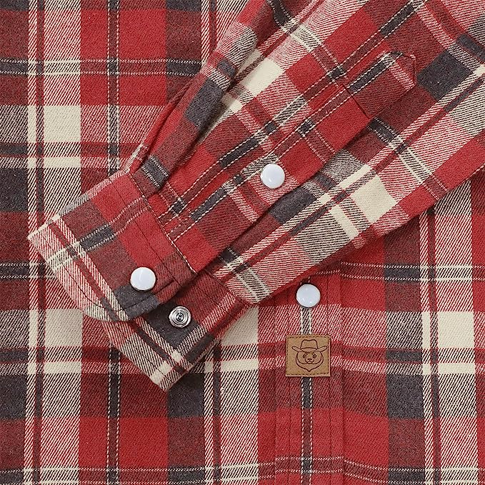 Dubinik® Flannel Shirt for Men Western Cowboy Pearl Snap Shirts for Men Long Sleeve Vintage Buttons Down Plaid Shirt#28605