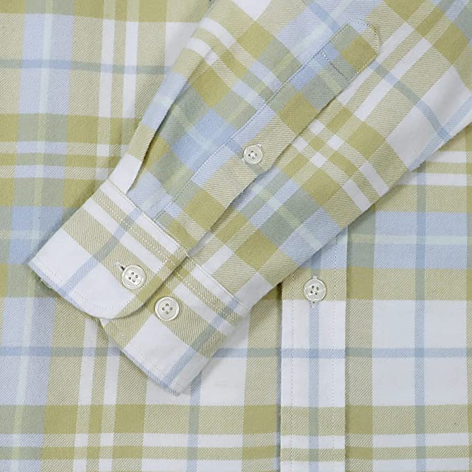 Dubinik® Mens Flannel Shirts Long Sleeve Button Down Casual Work Plaid Shirt Men All Cotton Soft with Pocket Regular Fit#03-055
