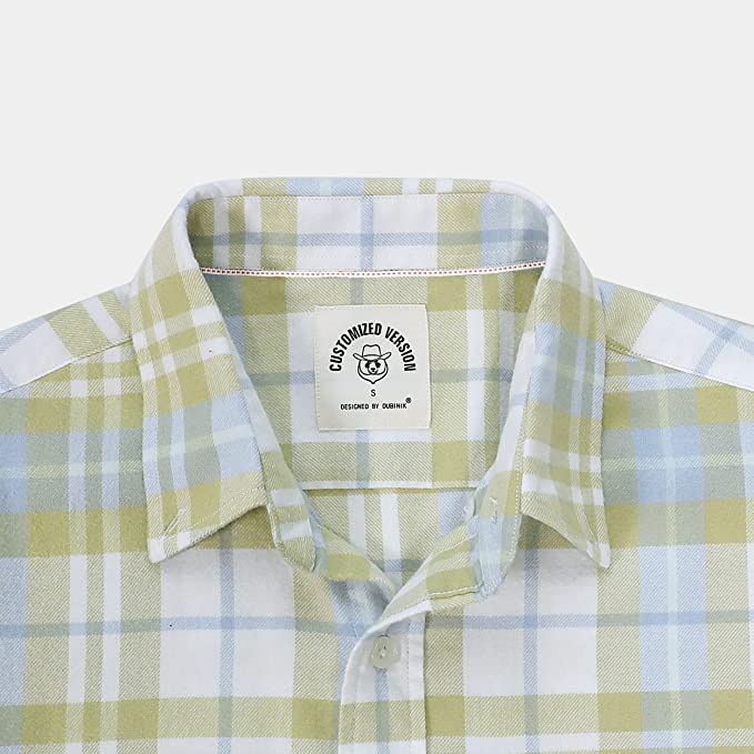 Dubinik® Mens Flannel Shirts Long Sleeve Button Down Casual Work Plaid Shirt Men All Cotton Soft with Pocket Regular Fit#03-055