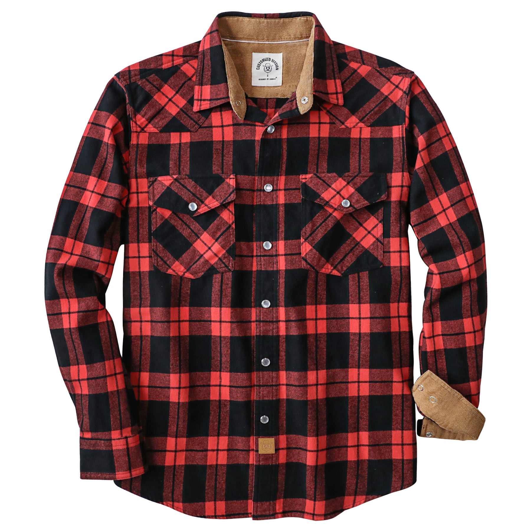 Dubinik® Men's Buffalo Plaid Long Sleeve Pearl Snap Midweight Flannel Casual Western Cowboy Plaid Shirts 100% Cotton#36005