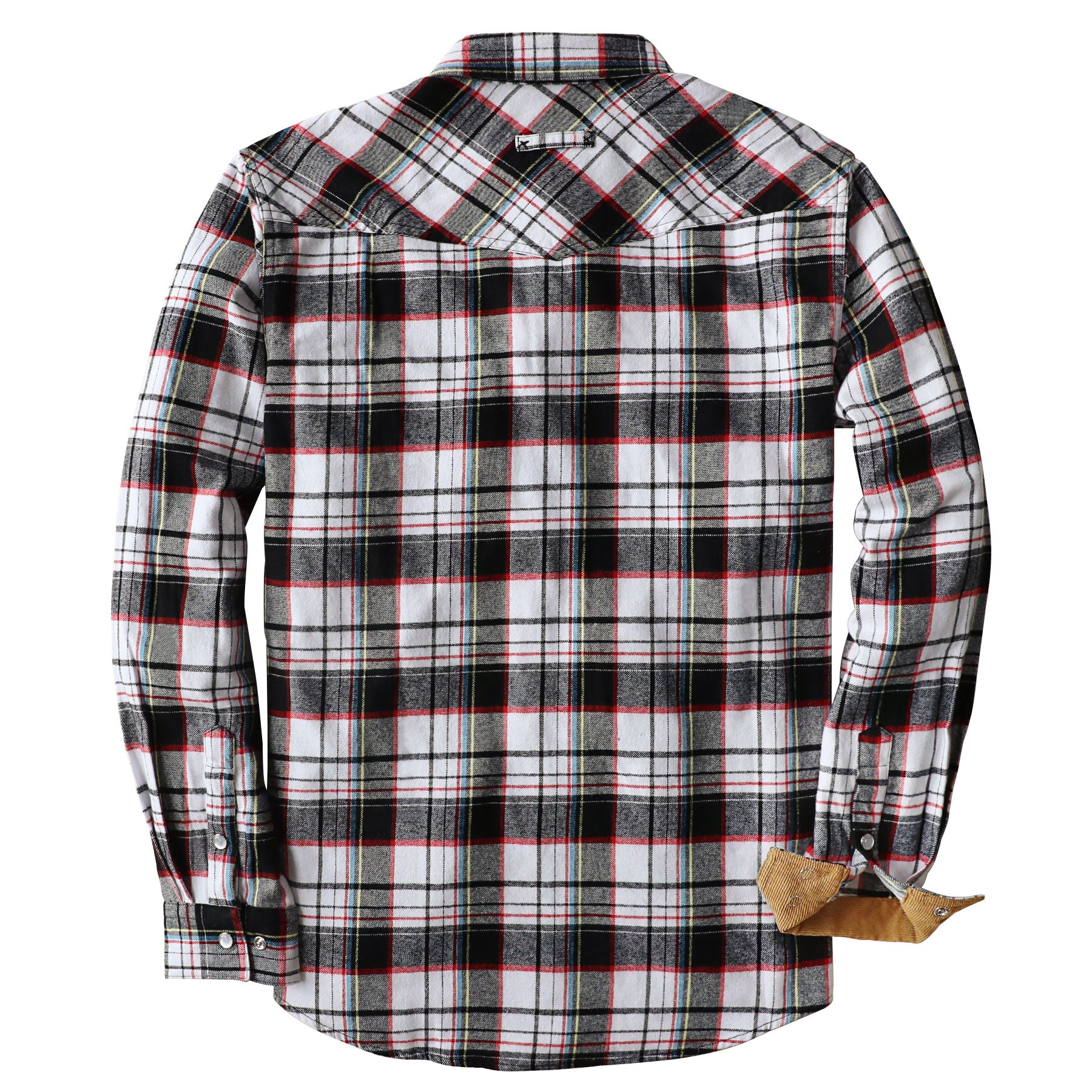 Dubinik® Men's Long Sleeve Pearl Snap Midweight Flannel Casual Western Cowboy Plaid Shirts 100% Cotton#36007