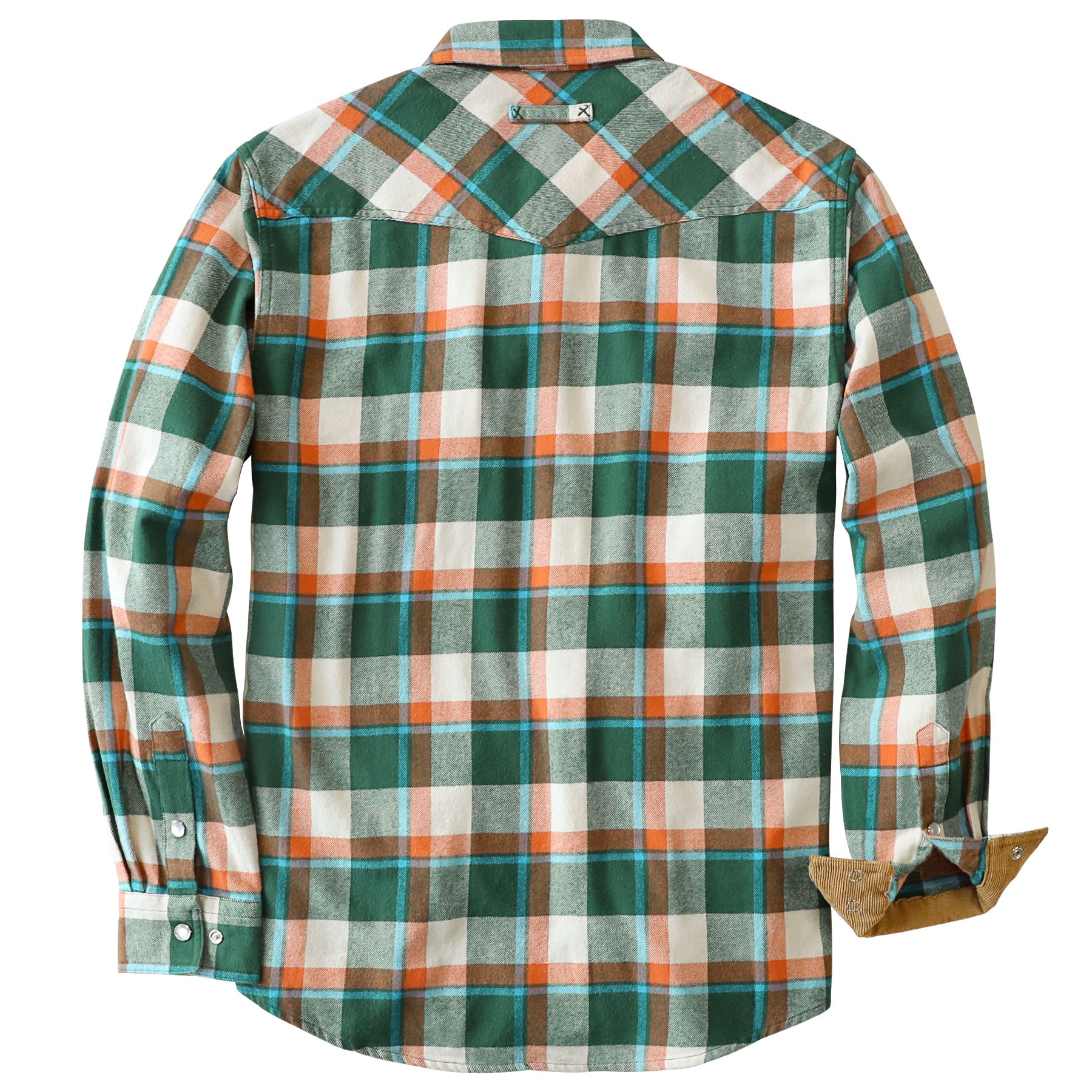 Dubinik® Men's Long Sleeve Pearl Snap Midweight Flannel Western Cowboy Christmas Tree Colors Plaid Shirts 100% Cotton#36009