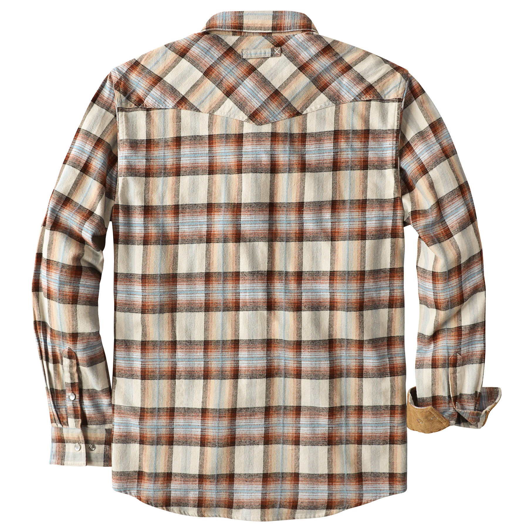 Dubinik® Men's Long Sleeve Pearl Snap Midweight Flannel Casual Western Cowboy Plaid Shirts 100% Cotton#36019