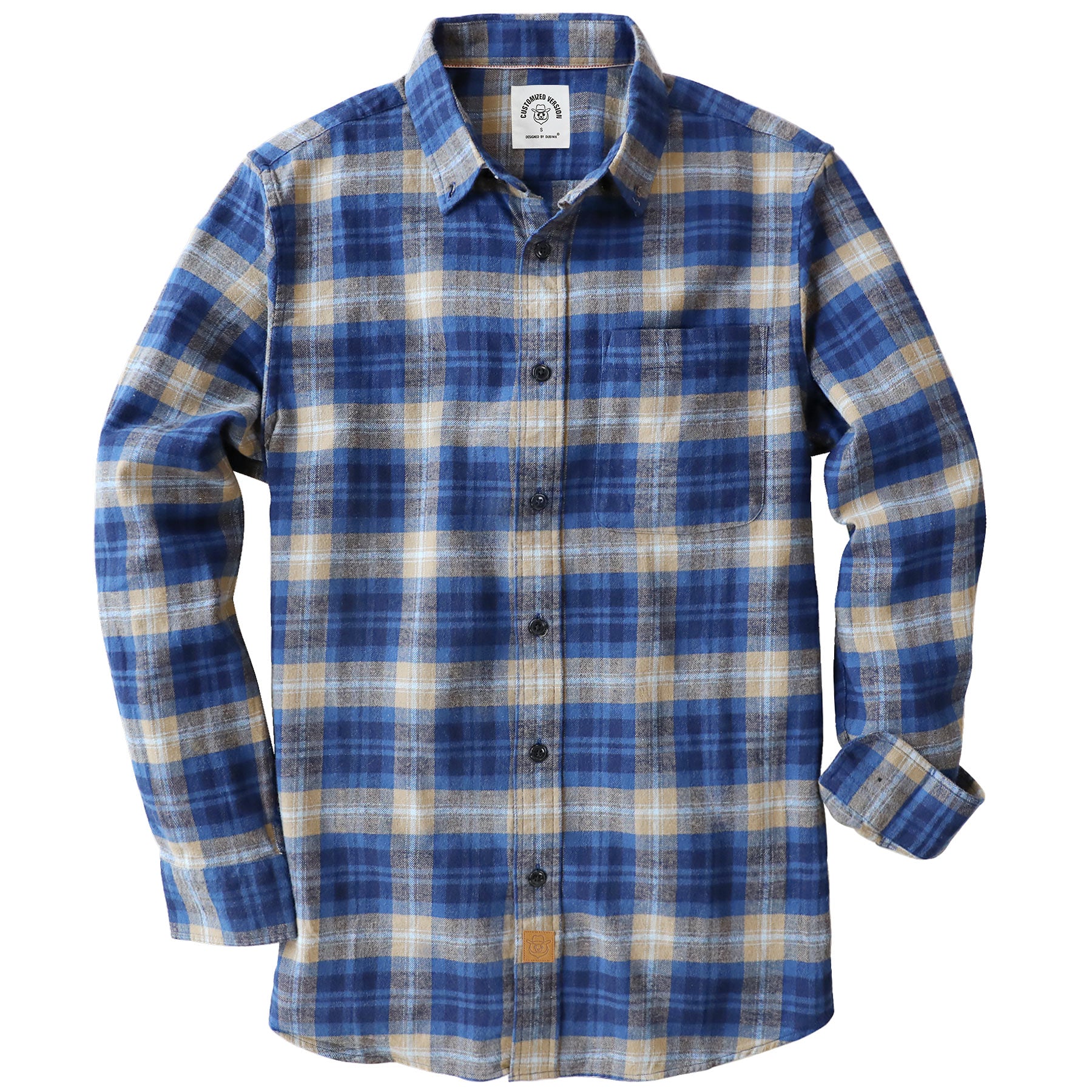 Dubinik® Flannel Shirt for Men 100% Cotton Mens Flannel Shirts Long Sleeve Plaid Soft Casual Button Down Shirt Men#66012