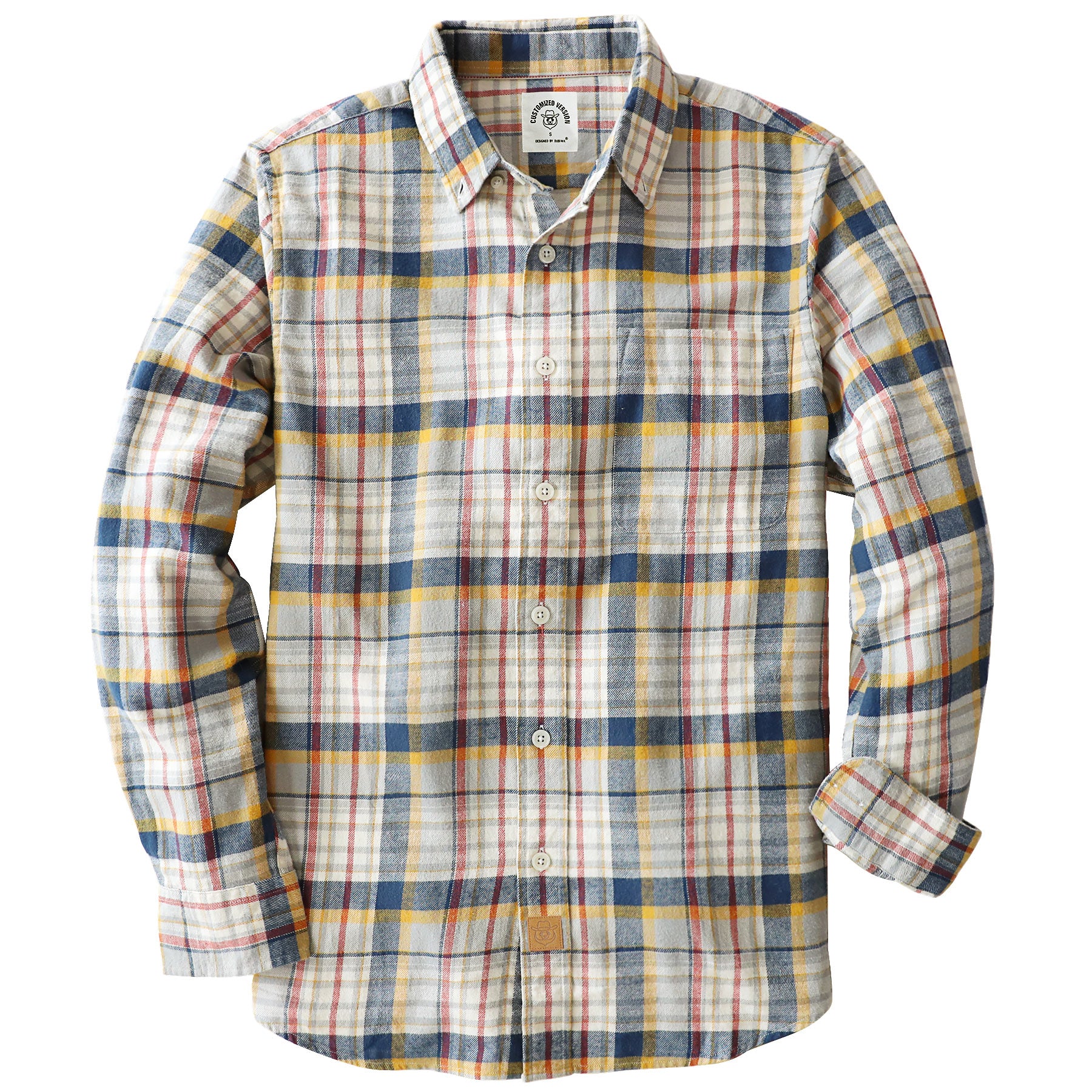 Dubinik® Flannel Shirt for Men 100% Cotton Mens Flannel Shirts Long Sleeve Plaid Soft Casual Button Down Shirt Men#66008