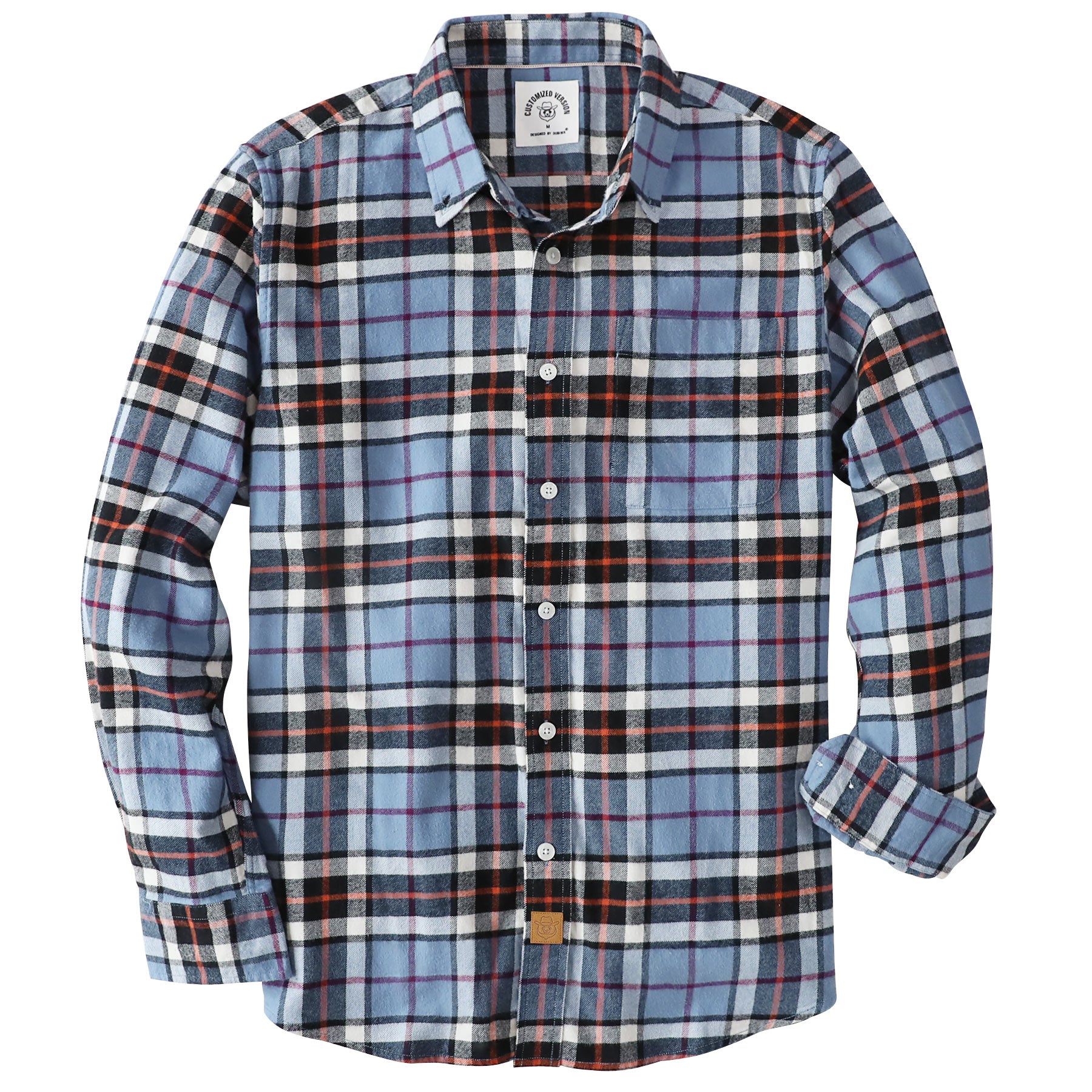 Dubinik® Flannel Shirt for Men 100% Cotton Mens Flannel Shirts Long Sleeve Plaid Soft Casual Button Down Shirt Men#66016