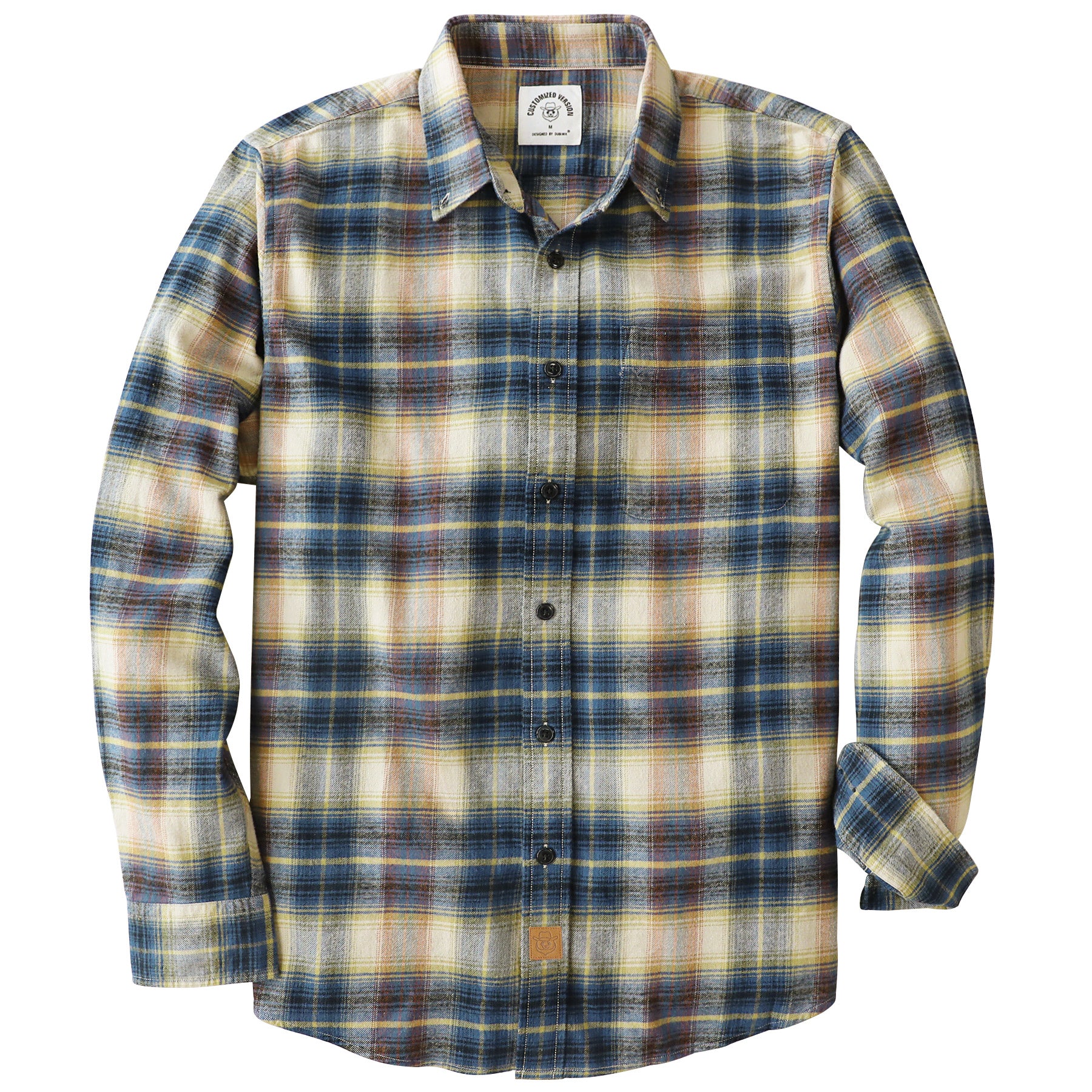 Dubinik® Flannel Shirt for Men 100% Cotton Mens Flannel Shirts Long Sleeve Plaid Soft Casual Button Down Shirt Men#66043