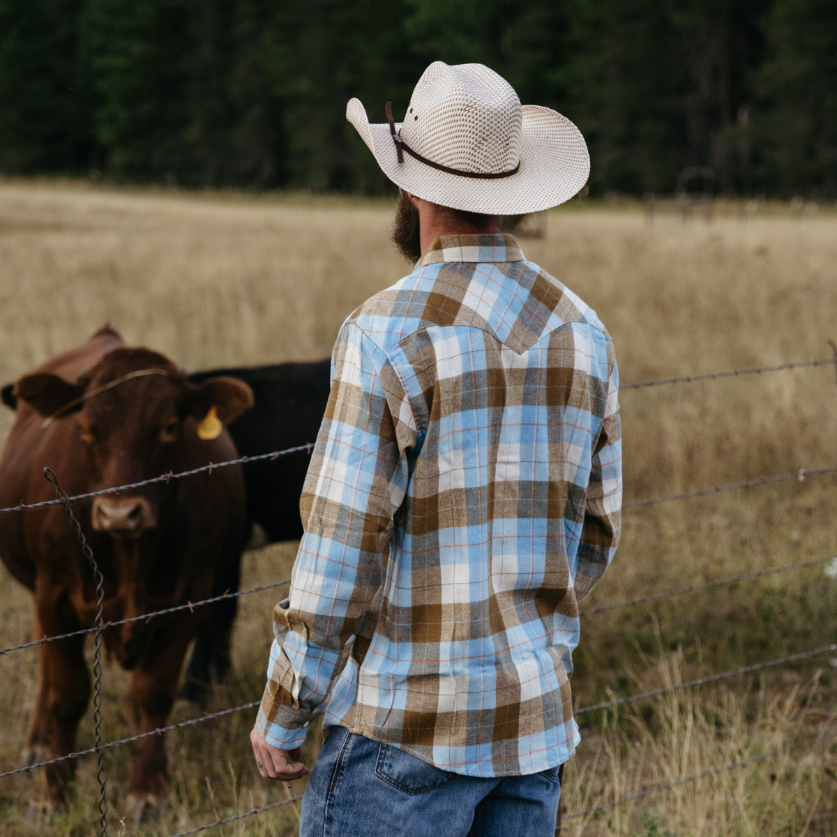 Mens Flannel Long Sleeve Pearl Snap Buttons Western Cowboy Vintage Casual Shirts #2821