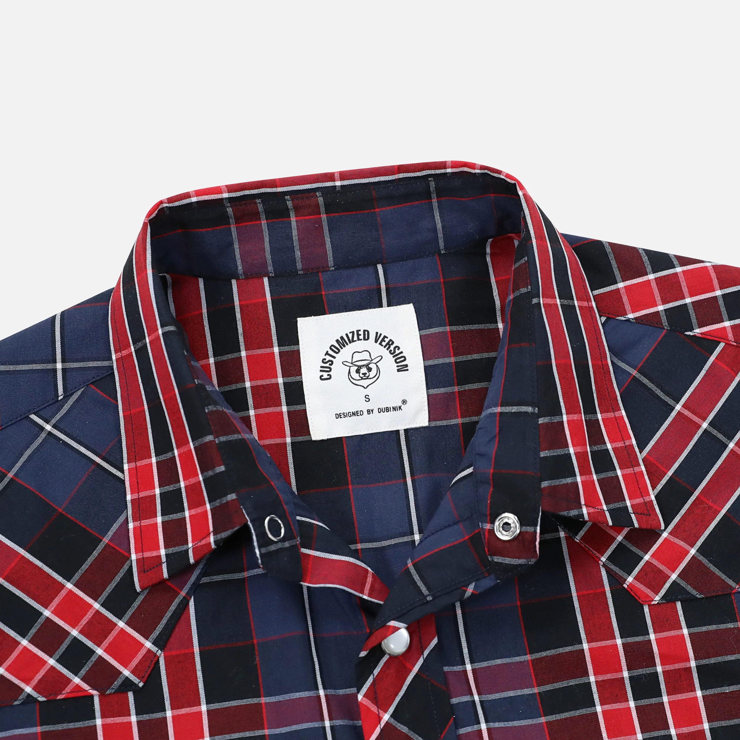 Dubinik® Western Shirts for Men Short Sleeve Plaid Pearl Snap Shirts for Men Button Up Shirt Cowboy Casual Work Shirt#41026