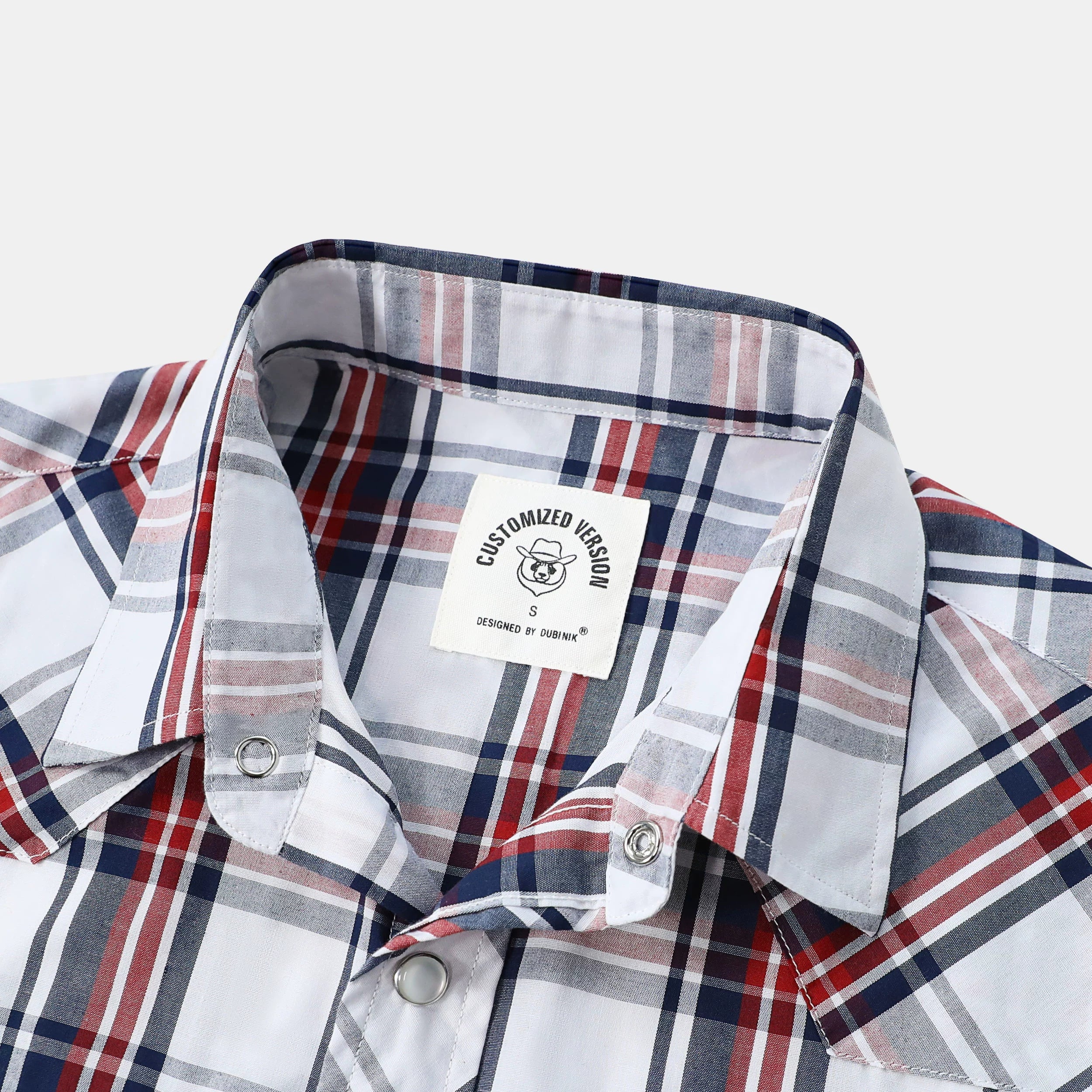 Dubinik® Western Shirts for Men Short Sleeve Plaid Pearl Snap Shirts for Men Button Up Shirt Cowboy Casual Work Shirt#41025