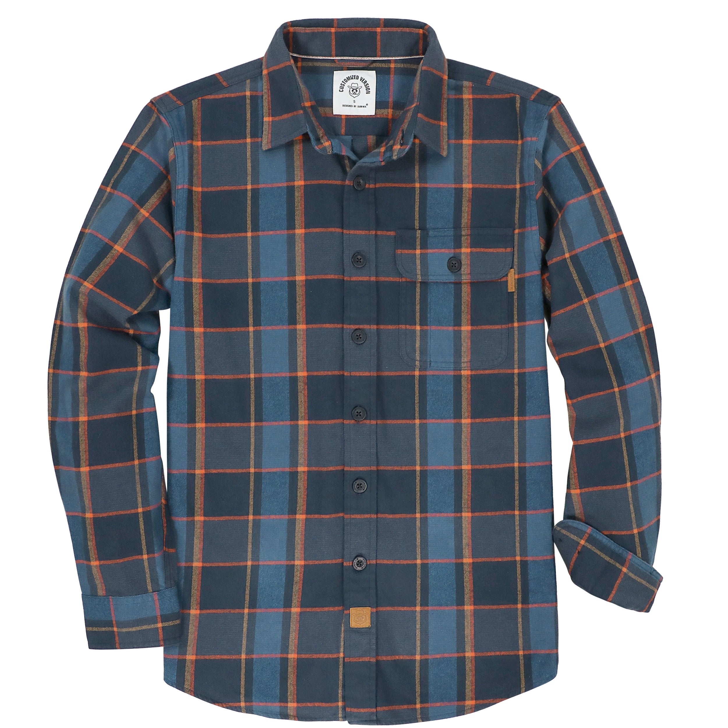 Dubinik® Mens Long Sleeve Midweight Flannel Shirt Warm Casual Soft Cotton Button Down Plaid Shirt #3415