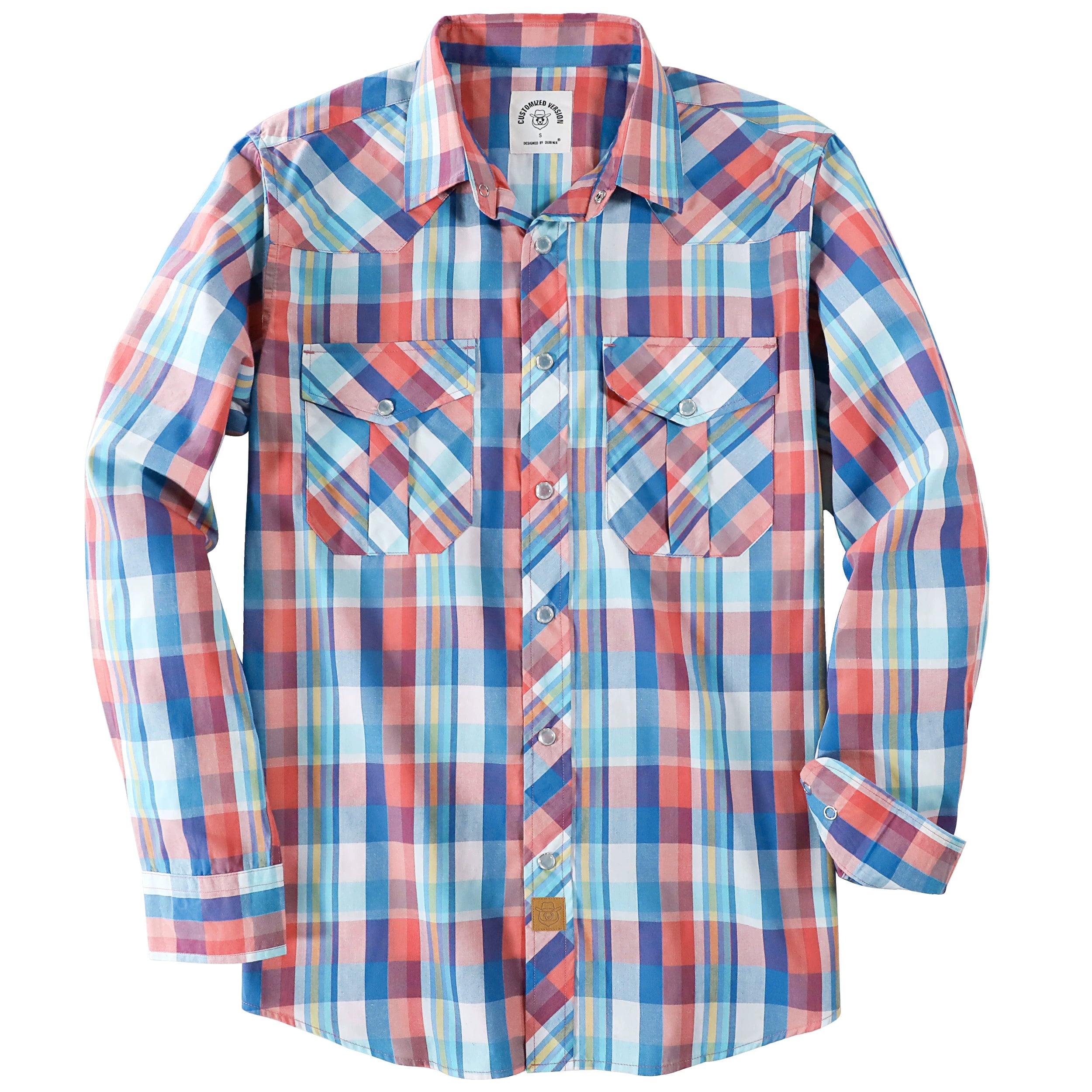 Dubinik® Pearl Snap Shirts for Men Long Sleeve Western Shirts for Men Vintage Casual Plaid Shirt Cowboy Shirts for Men#42021