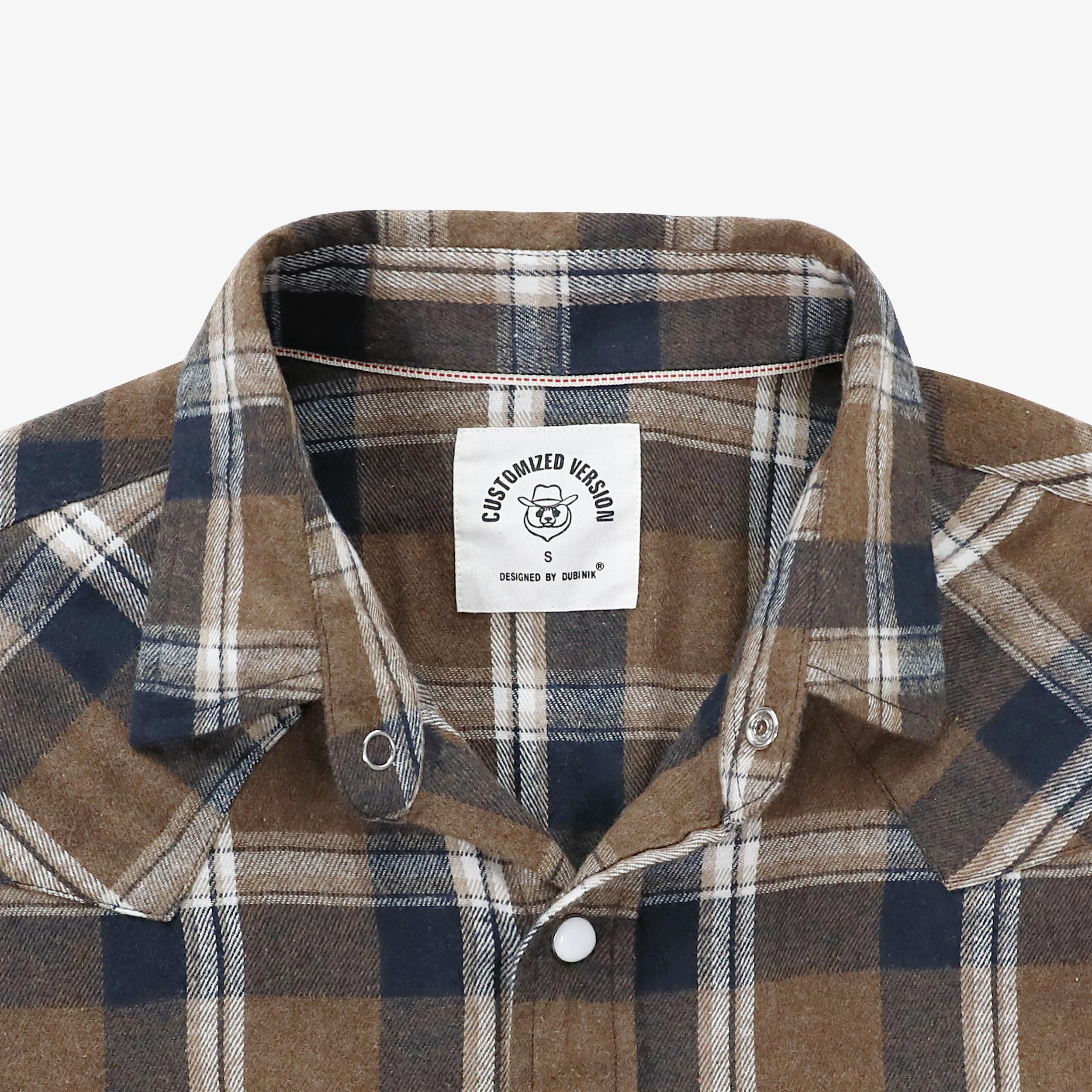 Dubinik® Flannel Shirt For Men Western Cowboy Pearl Snap Shirts For Men Long Sleeve Vintage Buttons Down Plaid Shirt #28902