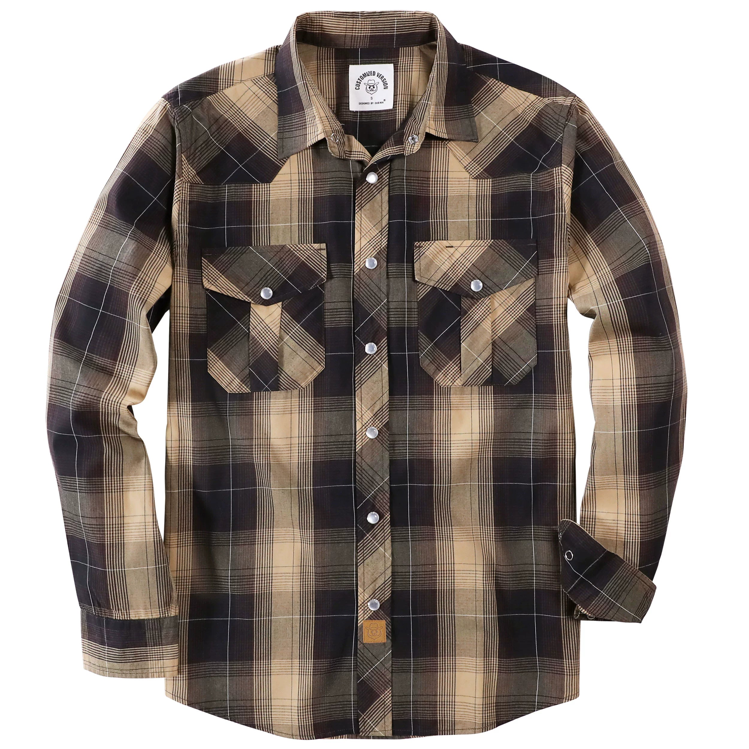 Dubinik® Pearl Snap Shirts for Men Long Sleeve Western Shirts for Men Vintage Casual Plaid Shirt Cowboy Shirts for Men#42027