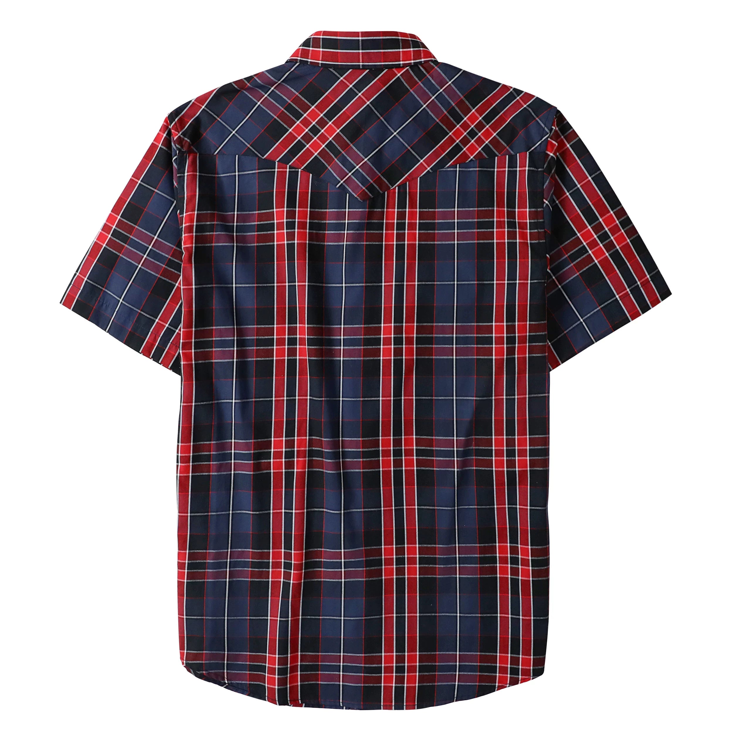 Dubinik® Western Shirts for Men Short Sleeve Plaid Pearl Snap Shirts for Men Button Up Shirt Cowboy Casual Work Shirt#41026