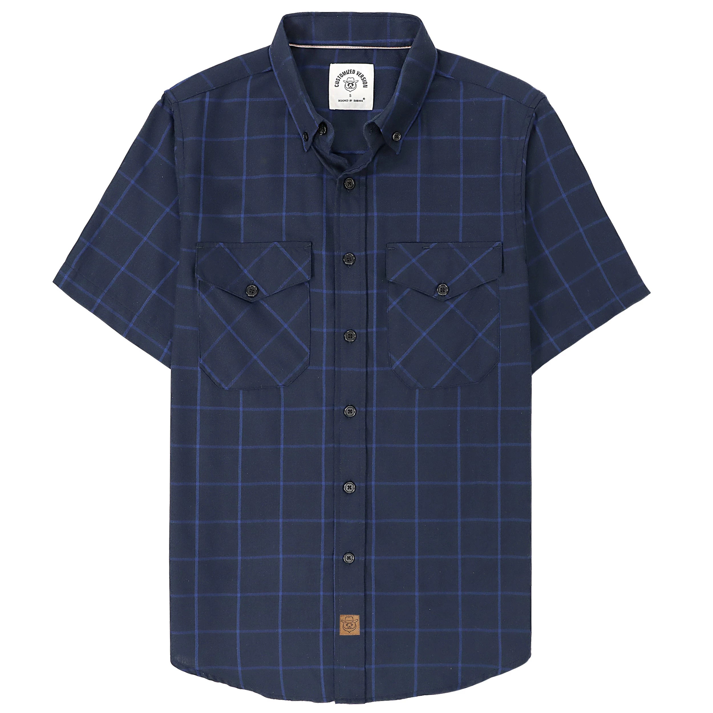 Dubinik® Bamboo Viscose Mens Short Sleeve Button Down Pockets Shirts#39013