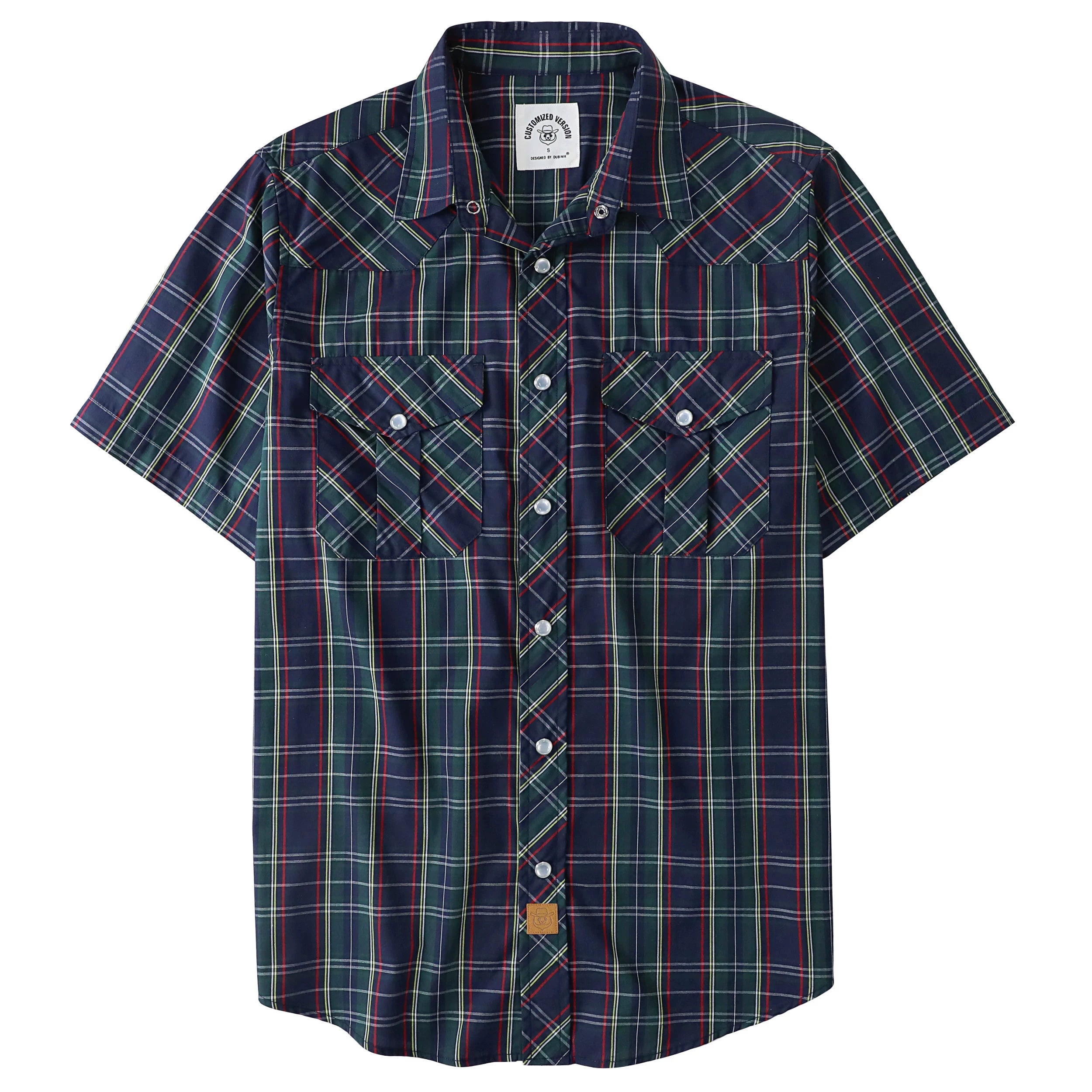 Dubinik® Western Shirts for Men Short Sleeve Plaid Pearl Snap Shirts for Men Button Up Shirt Cowboy Casual Work Shirt#41032