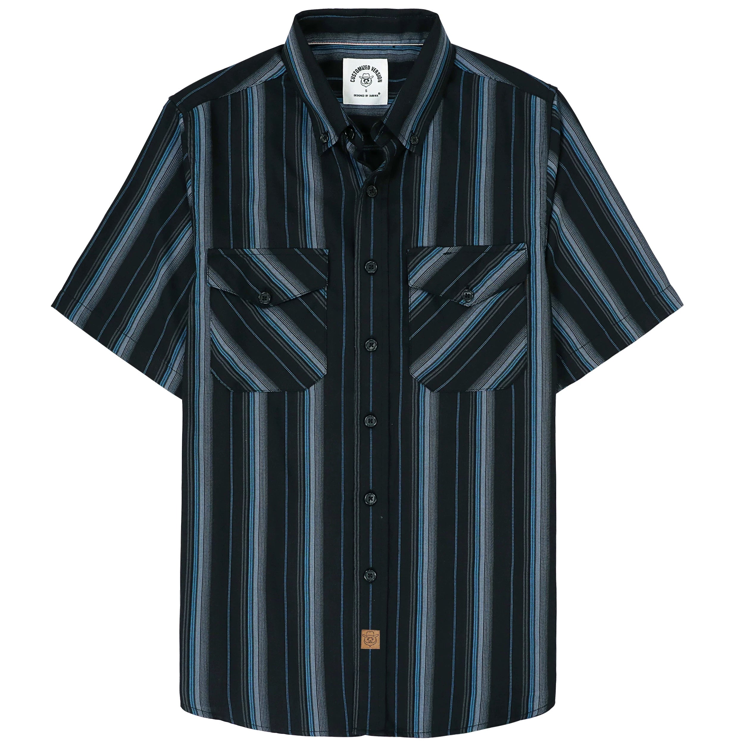 Dubinik® Bamboo Viscose Mens Short Sleeve Button Down Pockets Shirts#39506