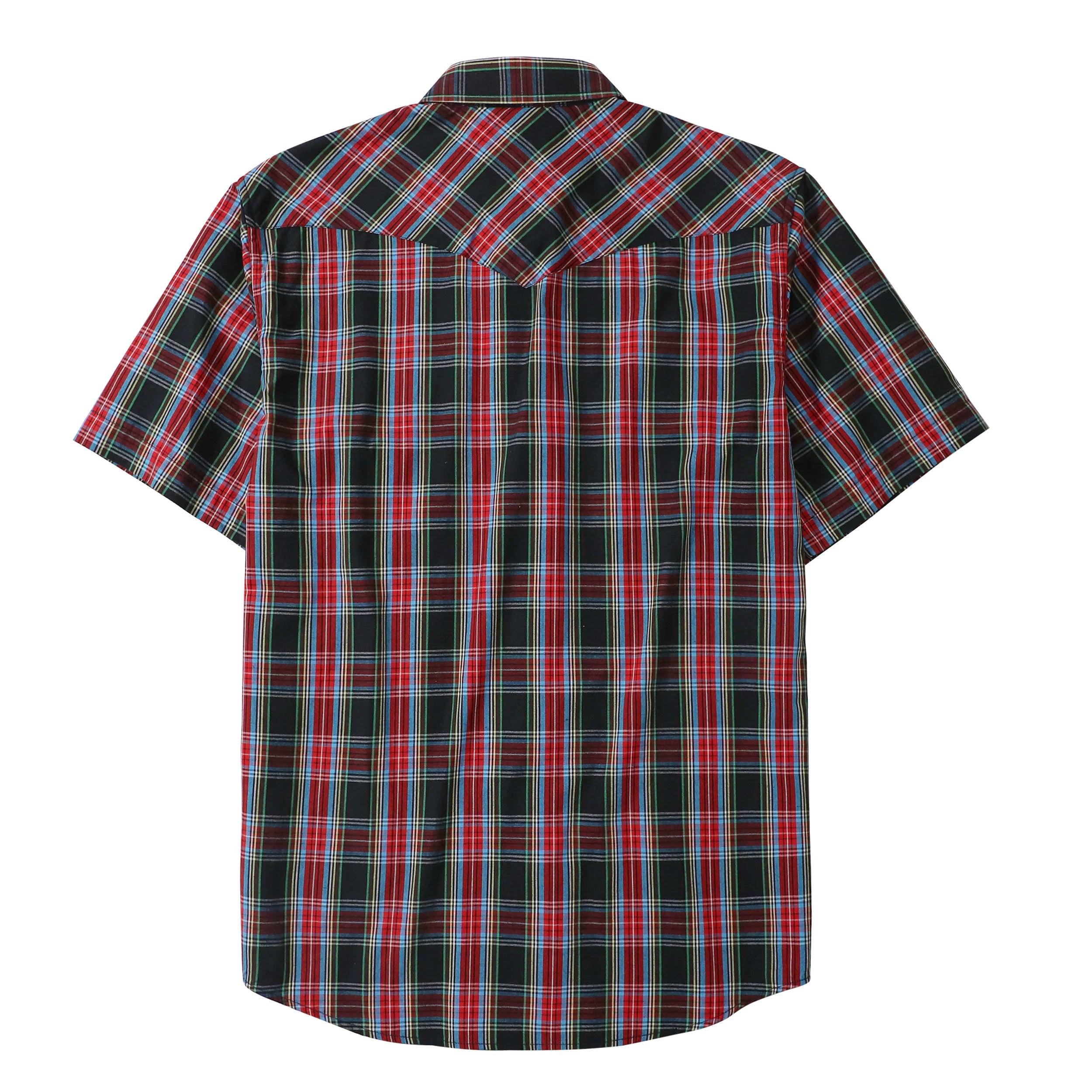 Dubinik® Western Shirts for Men Short Sleeve Plaid Pearl Snap Shirts for Men Button Up Shirt Cowboy Casual Work Shirt#41011