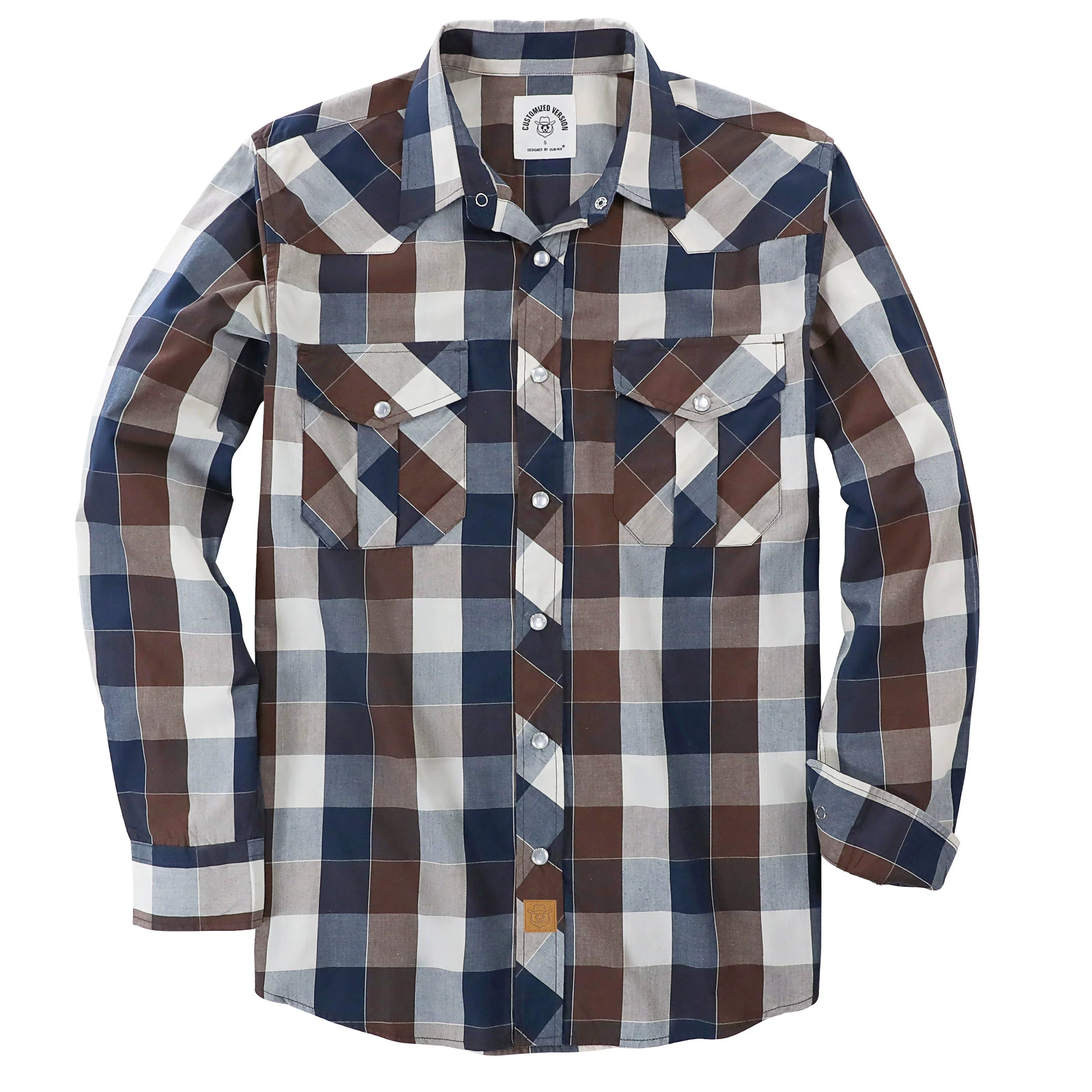Dubinik® Pearl Snap Shirts for Men Long Sleeve Western Shirts for Men Vintage Casual Plaid Shirt Cowboy Shirts for Men#42010