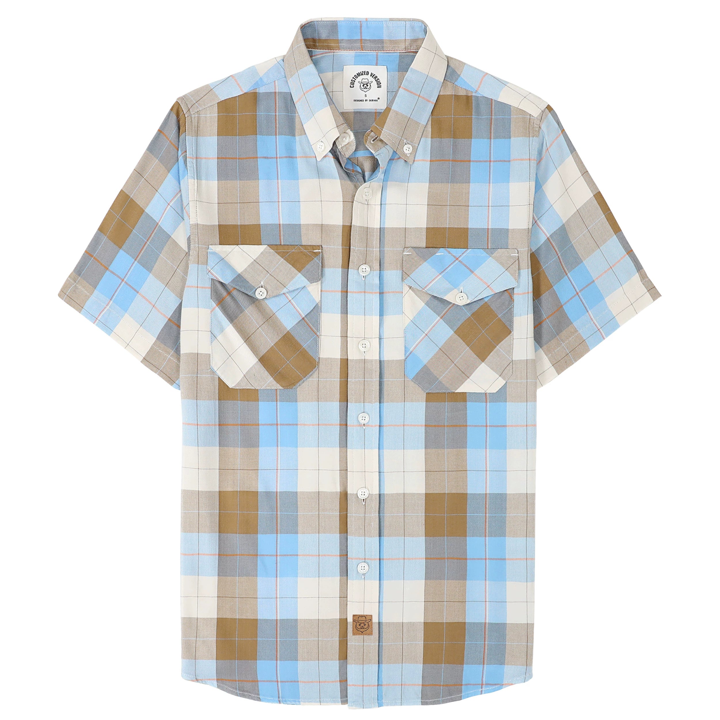 Dubinik® Bamboo Viscose Mens Short Sleeve Button Down Pockets Shirts#39701