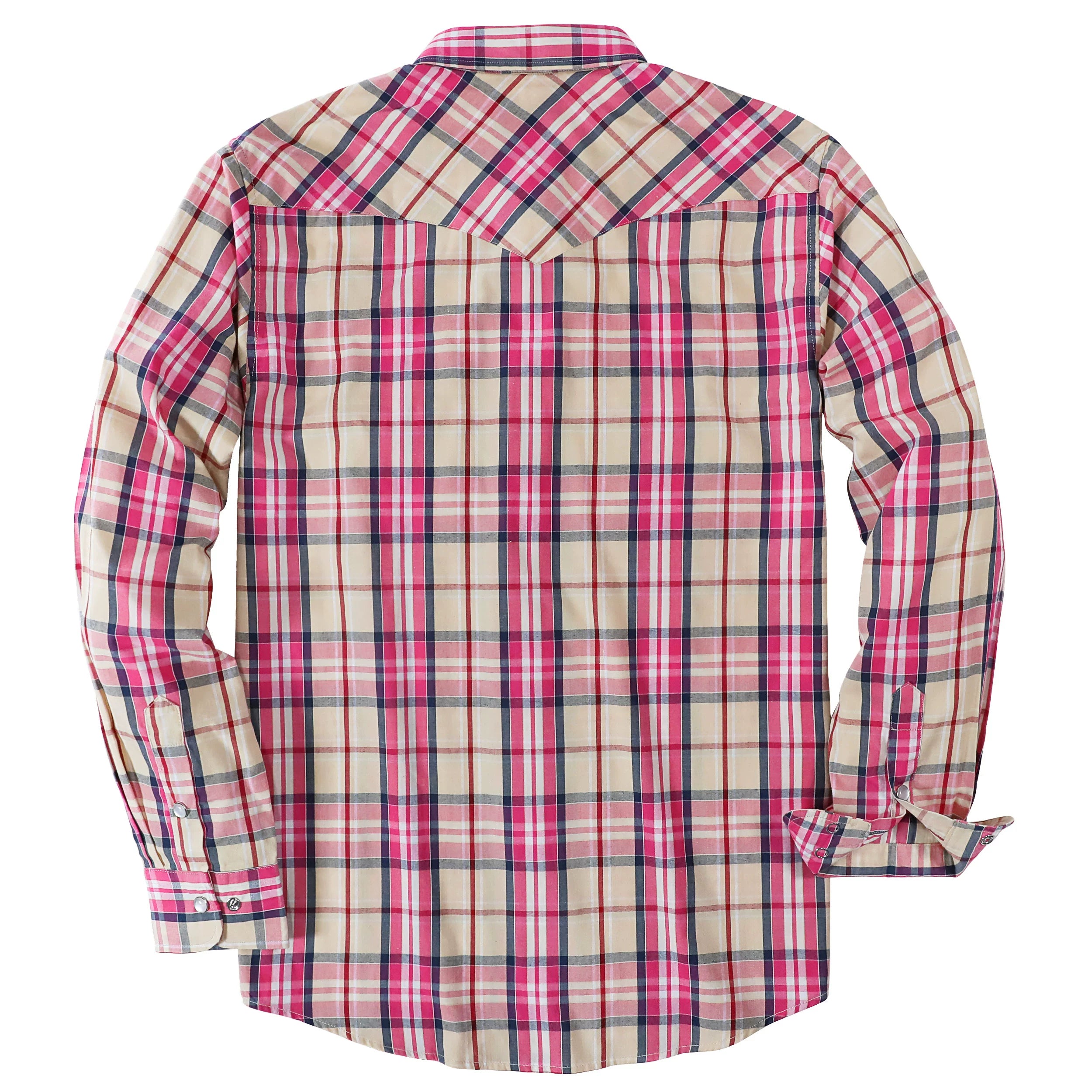 Dubinik® Pearl Snap Shirts for Men Long Sleeve Western Shirts for Men Vintage Casual Plaid Shirt Cowboy Shirts for Men#42023