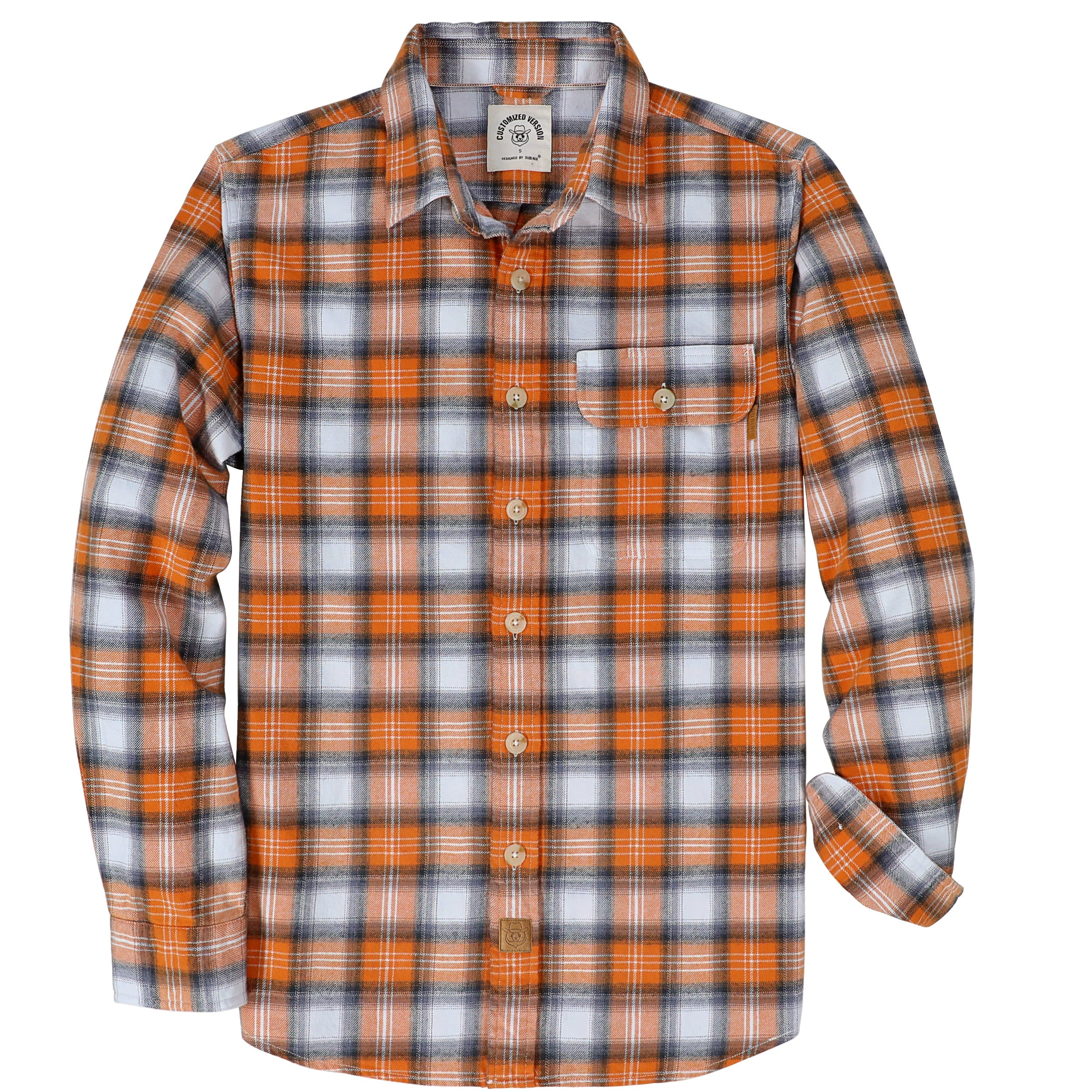 Dubinik® Mens Long Sleeve Midweight Flannel Shirt Warm Casual Soft Cotton Button Down Plaid Shirt #3418