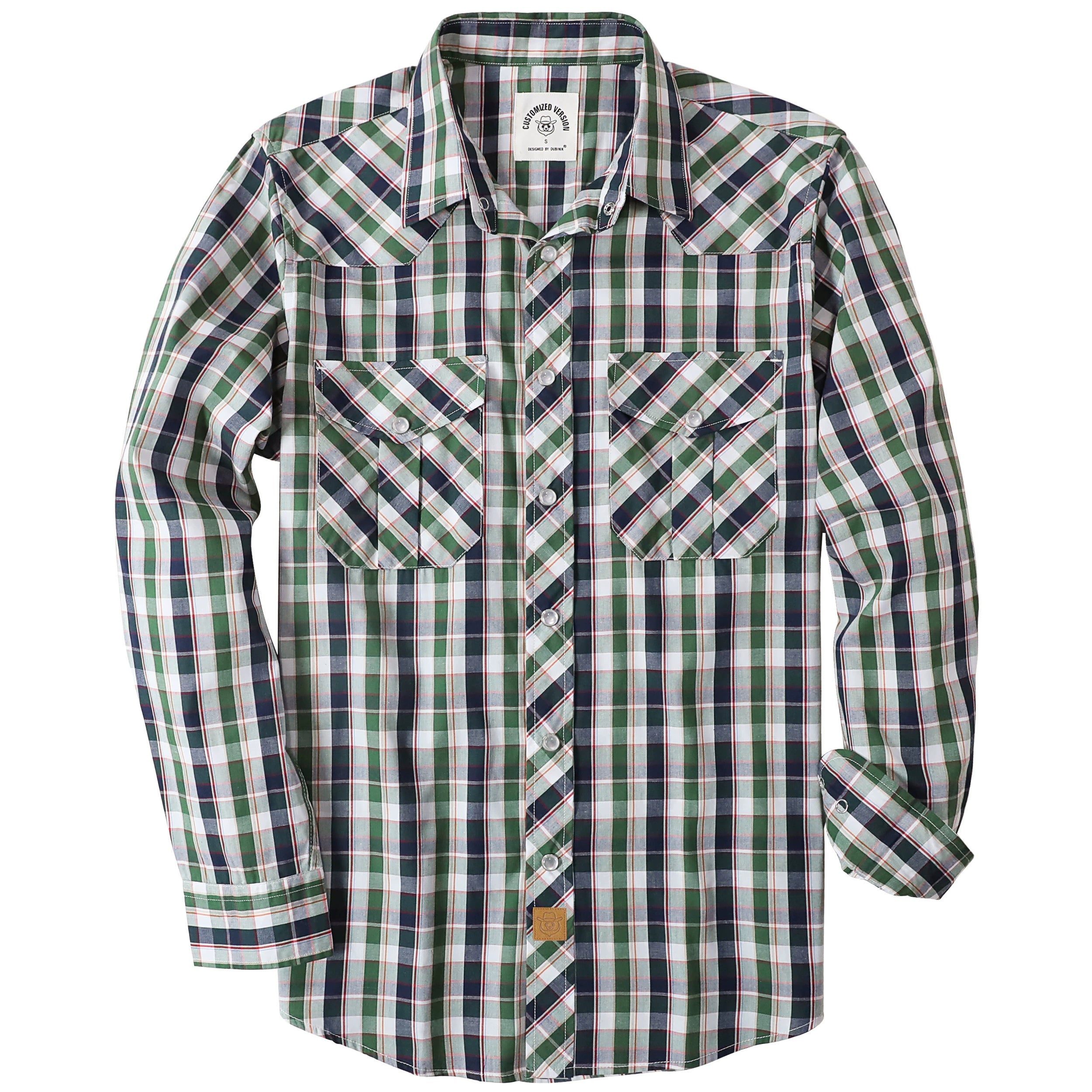 Dubinik® Pearl Snap Shirts for Men Long Sleeve Western Shirts for Men Vintage Casual Plaid Shirt Cowboy Shirts for Men#42002