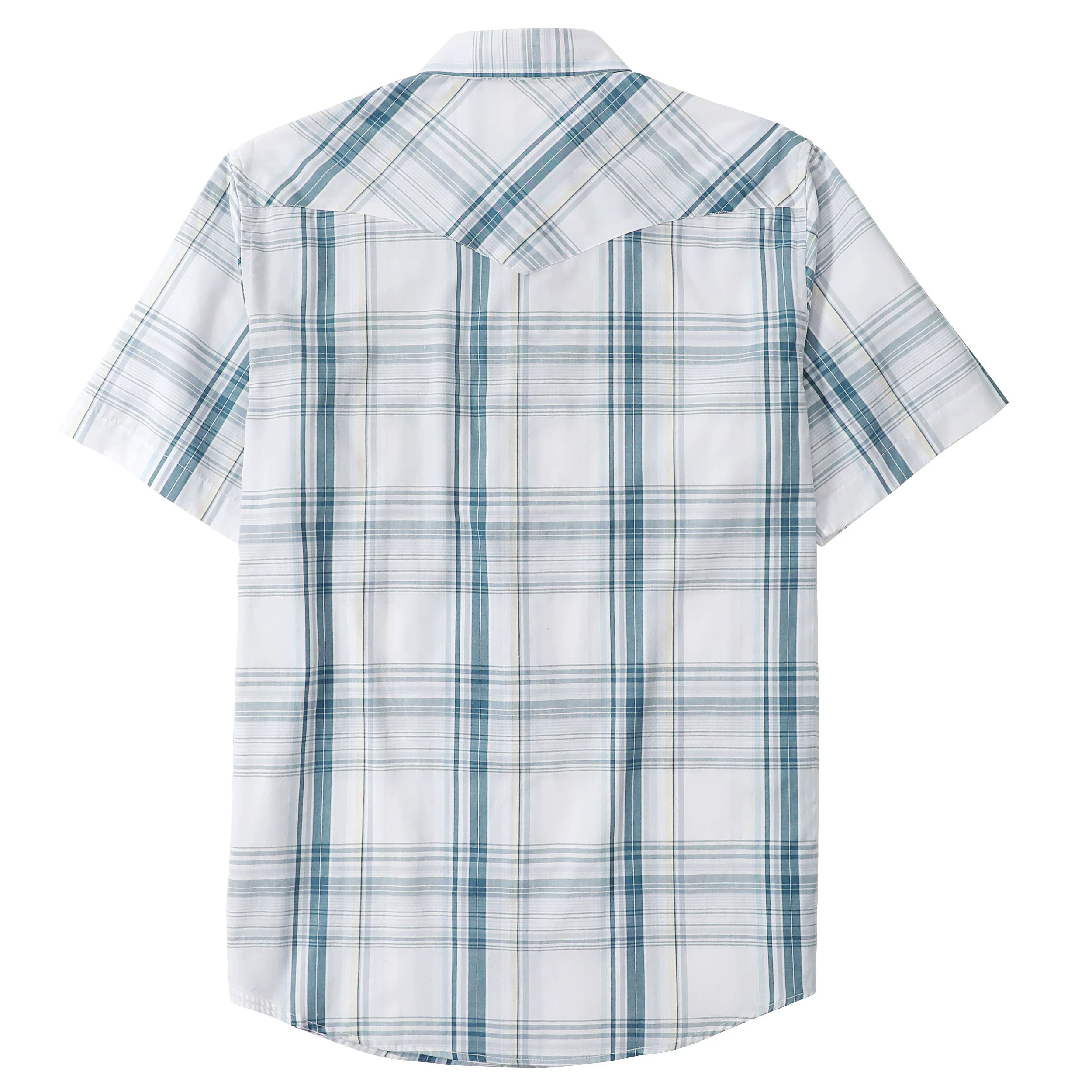 Dubinik® Western Shirts for Men Short Sleeve Plaid Pearl Snap Shirt Cowboy Casual Work Shirt#41016