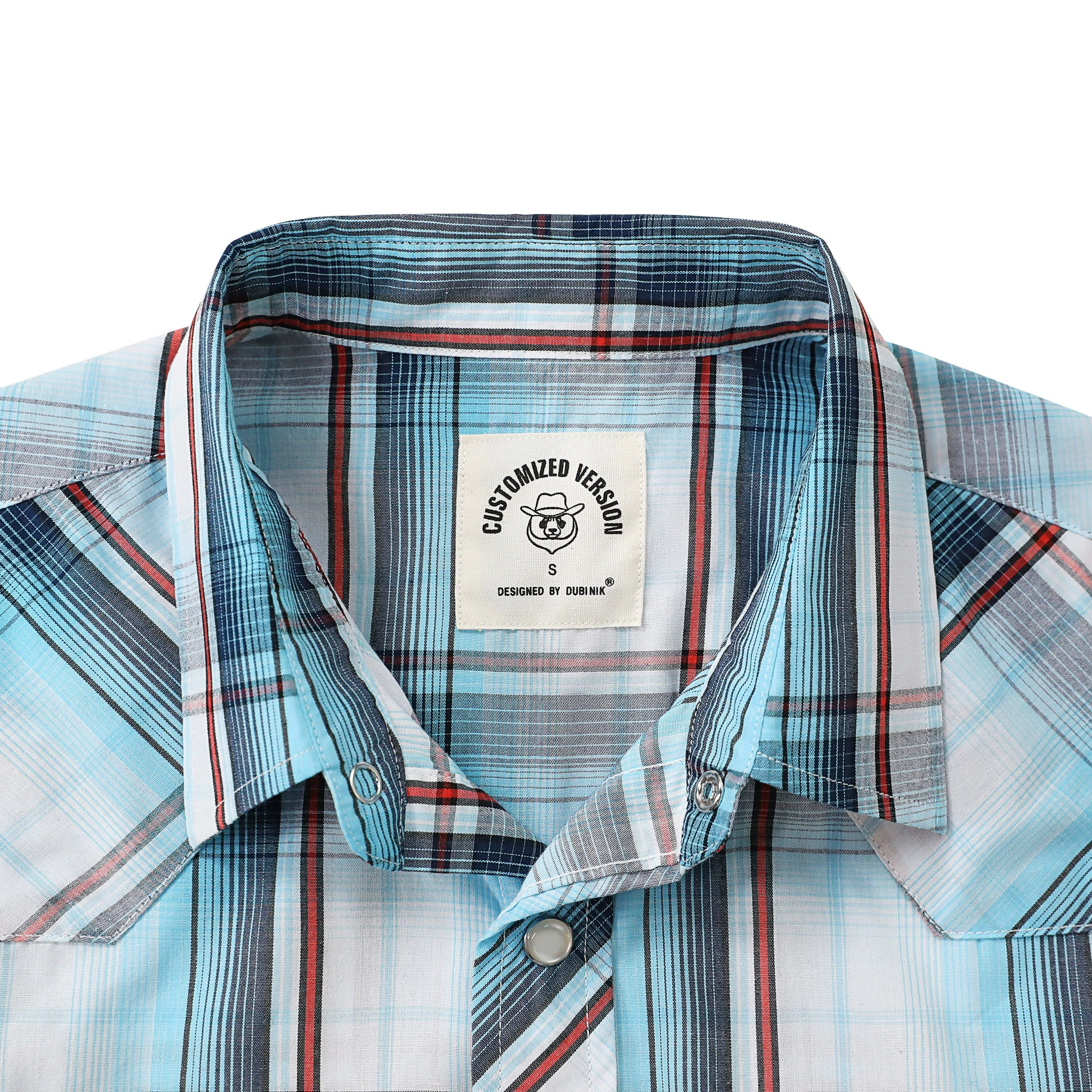 Dubinik® Western Shirts for Men Short Sleeve Plaid Pearl Snap Shirts for Men Button Up Shirt Cowboy Casual Work Shirt#41018