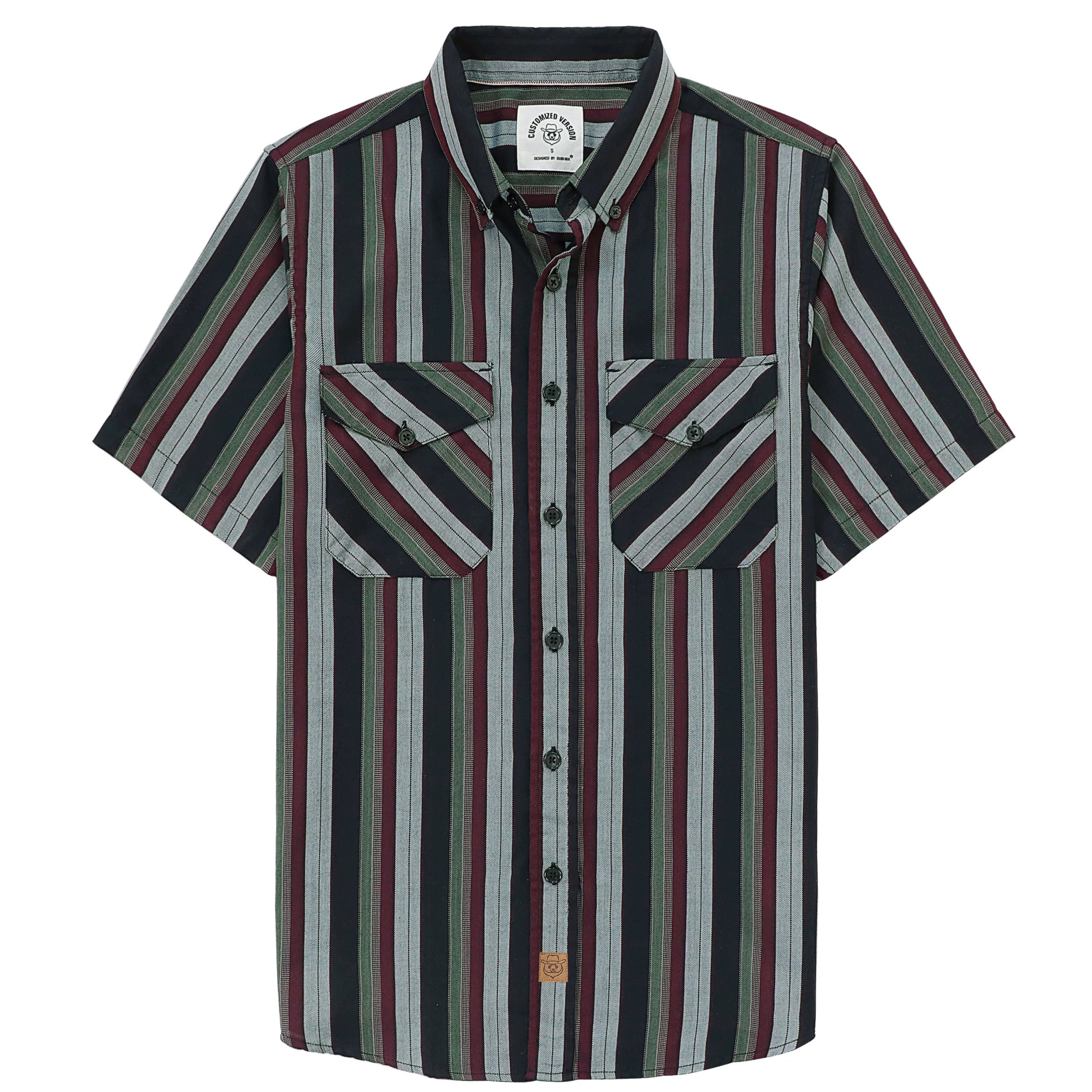 Dubinik® Bamboo Viscose Mens Short Sleeve Button Down Pockets Shirts#39505