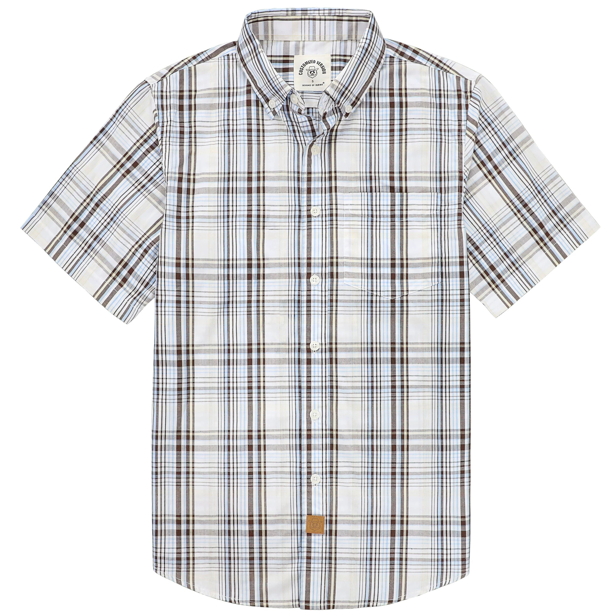 Dubinik® Mens Short Sleeve Button Down Shirts Summer Vintage Short Sleeve Button Down Men Lightweight Men's Casual Shirts#51007