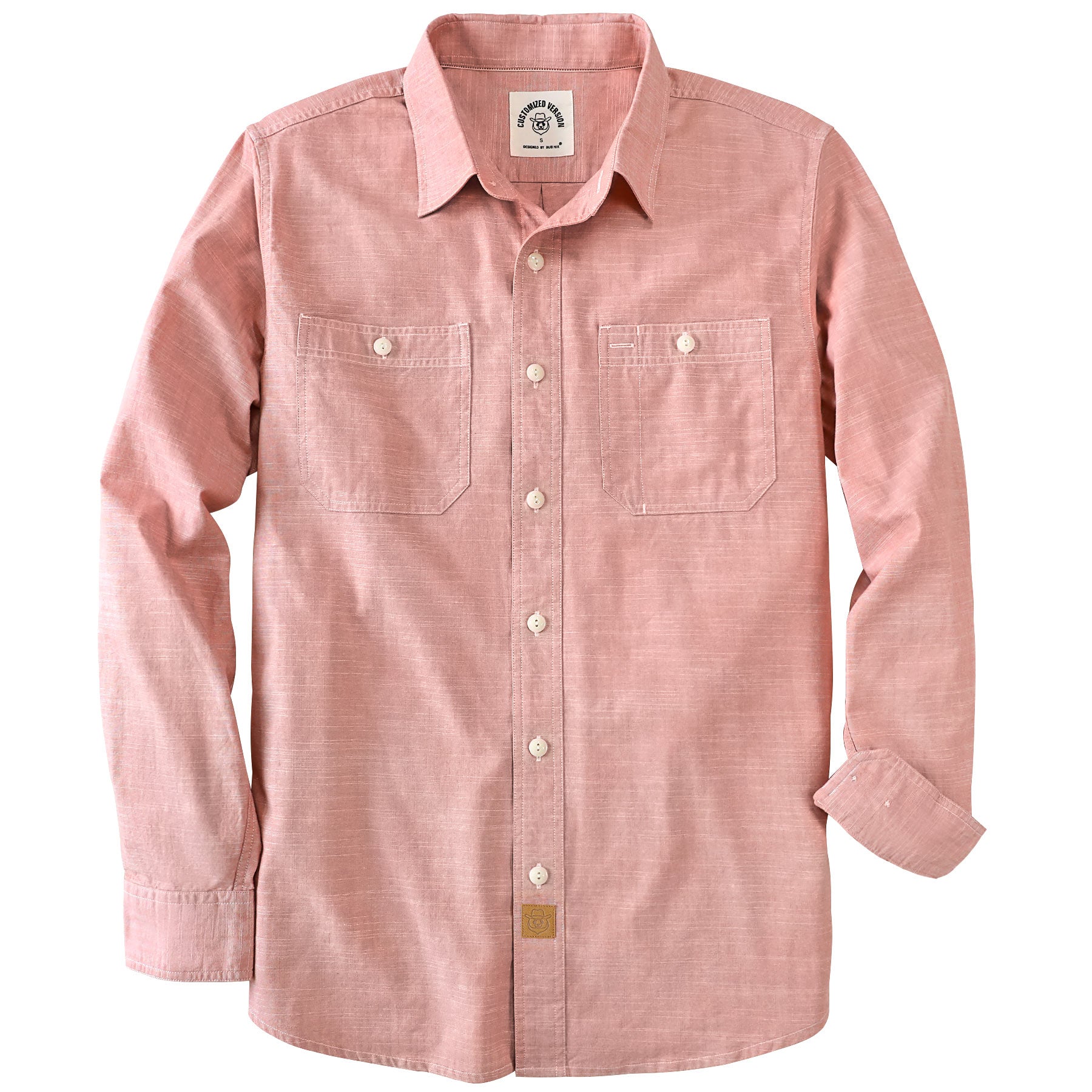 Dubinik® Wear Pink for Breast Cancer Awareness! Chambray Long Sleeve Denim Workshirt with Pockets#58002