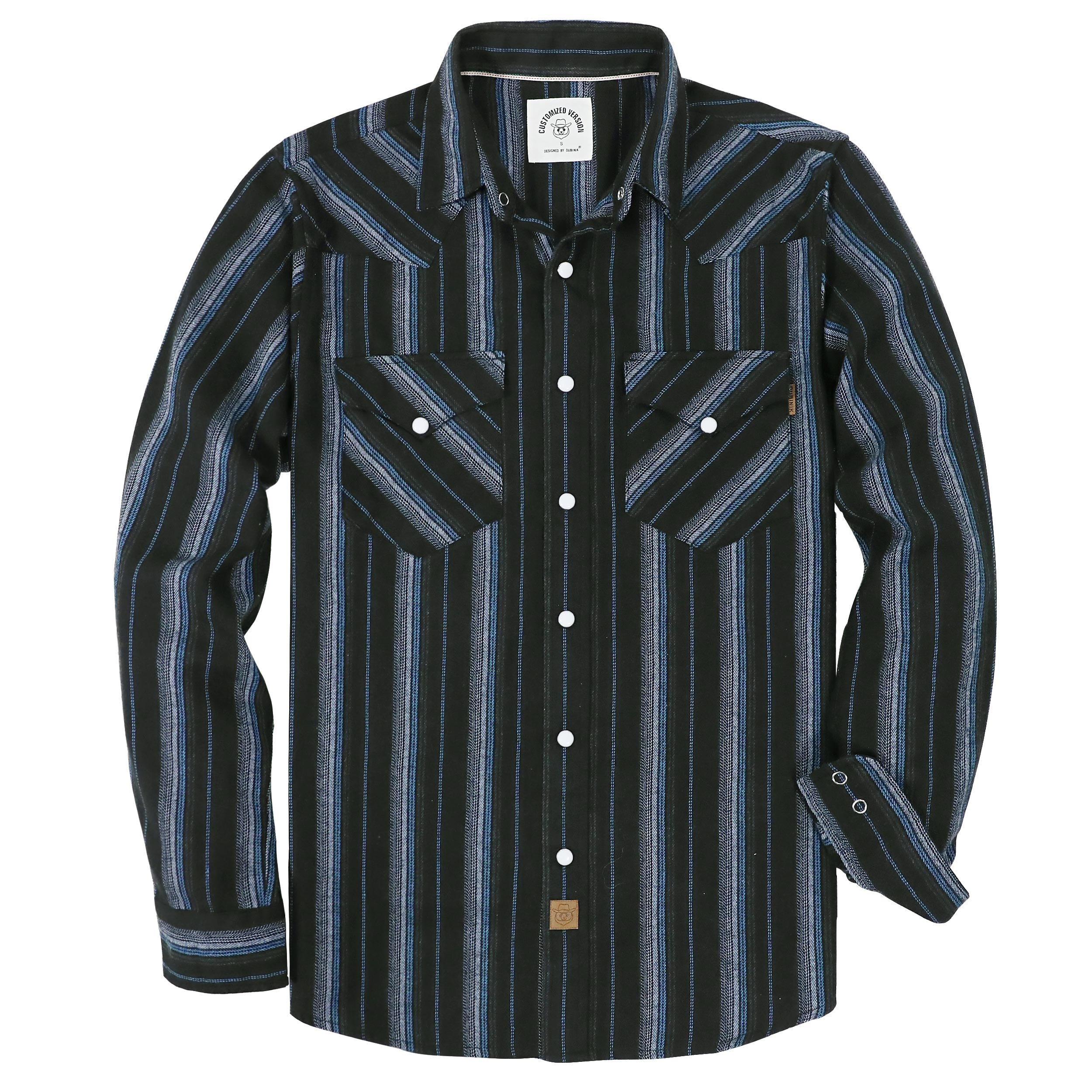 Dubinik® Flannel Shirt For Men Western Cowboy Pearl Snap Shirts For Men Long Sleeve Vintage Buttons Down Plaid Shirt #28506