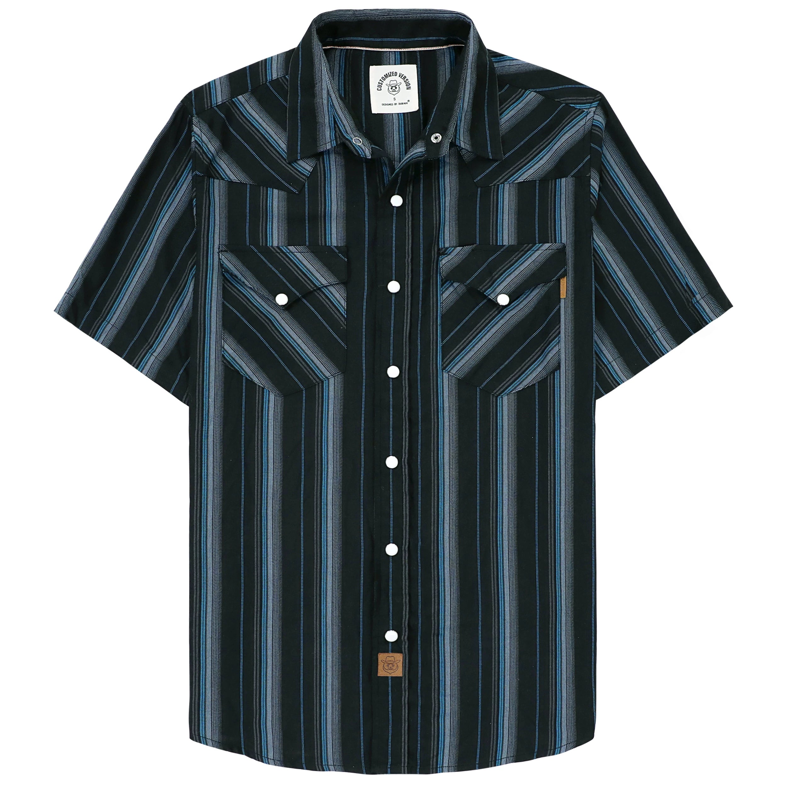 Dubinik®Bamboo Fiber Mens Shirts Short Sleeve Plaid Shirt Men Western Cowboy Pearl Snap Vintage Casual Plaid Shirt #29506