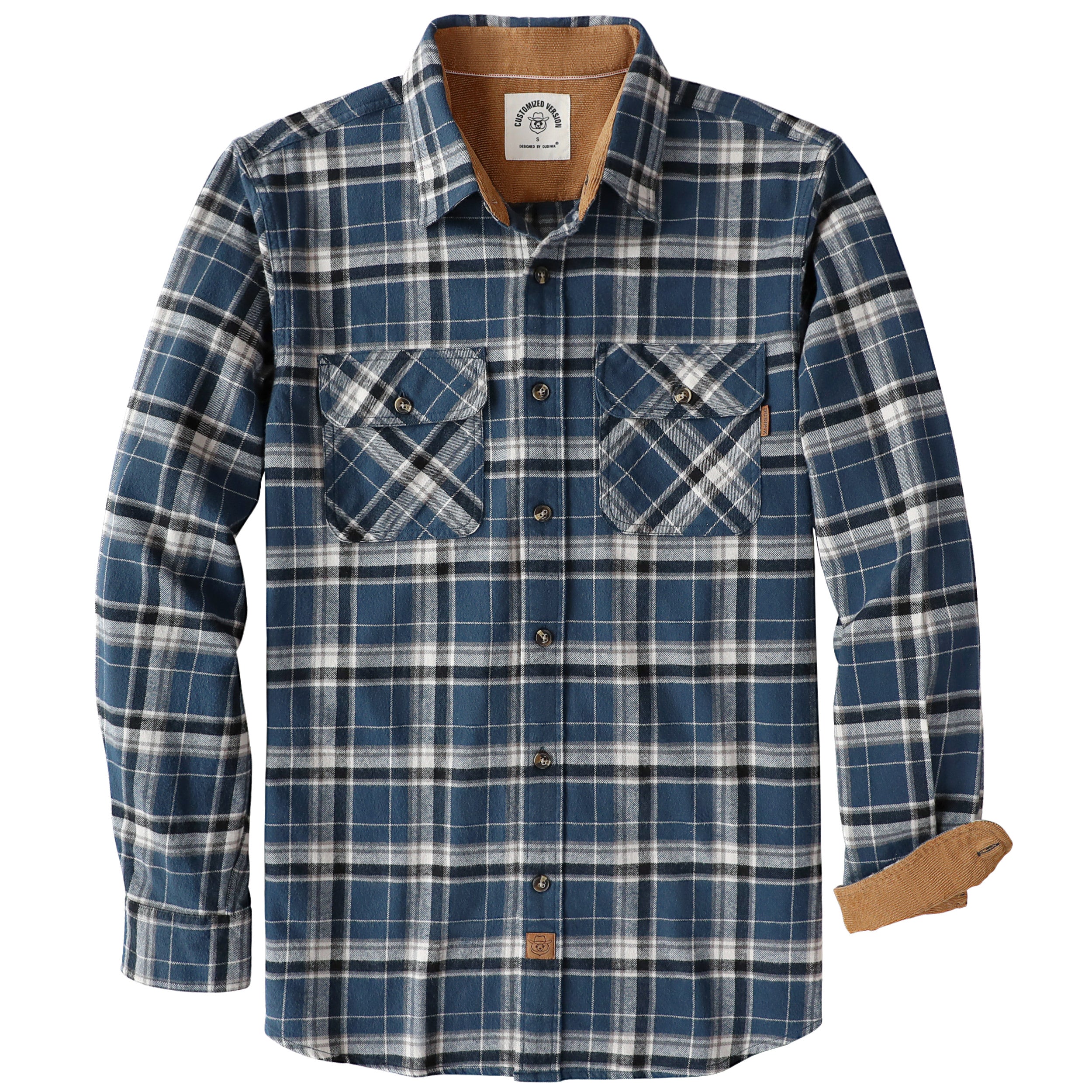 Dubinik® Mens Flannel Shirt Long Sleeve Button Down Plaid All Cotton Soft Brushed Flannel Shirt For Men Utility Casual Shirt #0030021